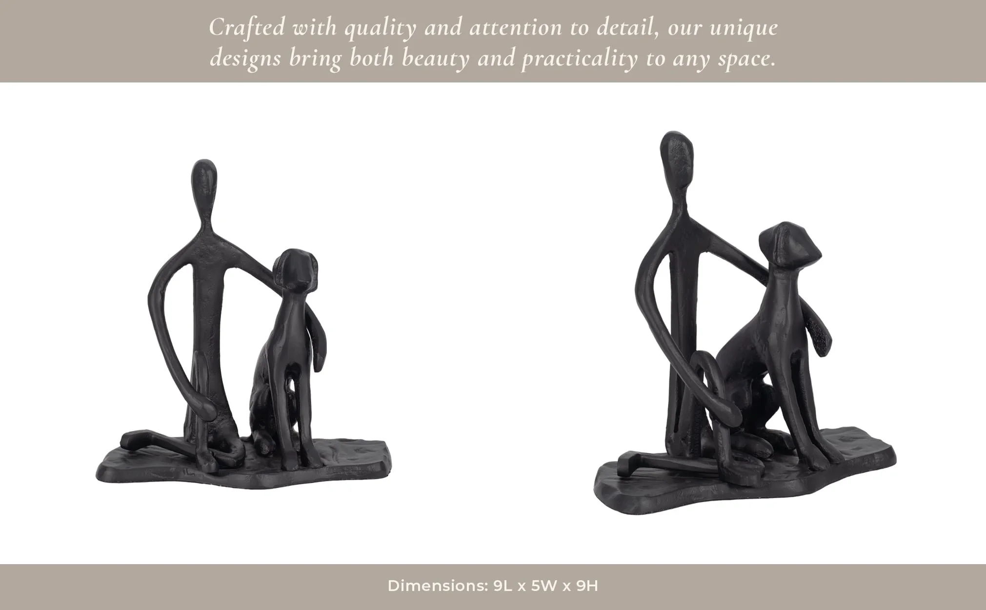 9" Mans Best Friend Sculpture, Black - Image 14