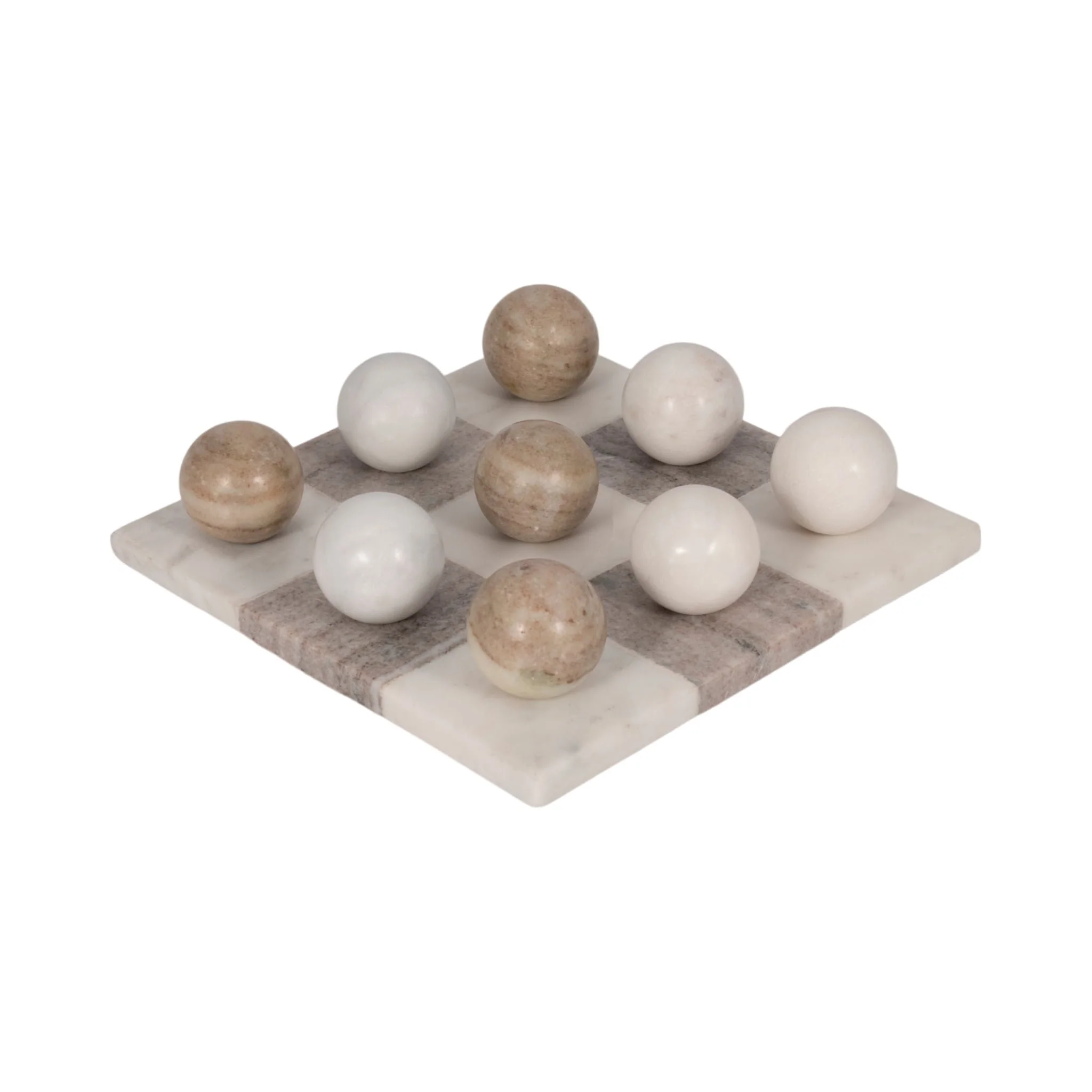 9" Marble Tic-tac-toe, White/beige - Image 2
