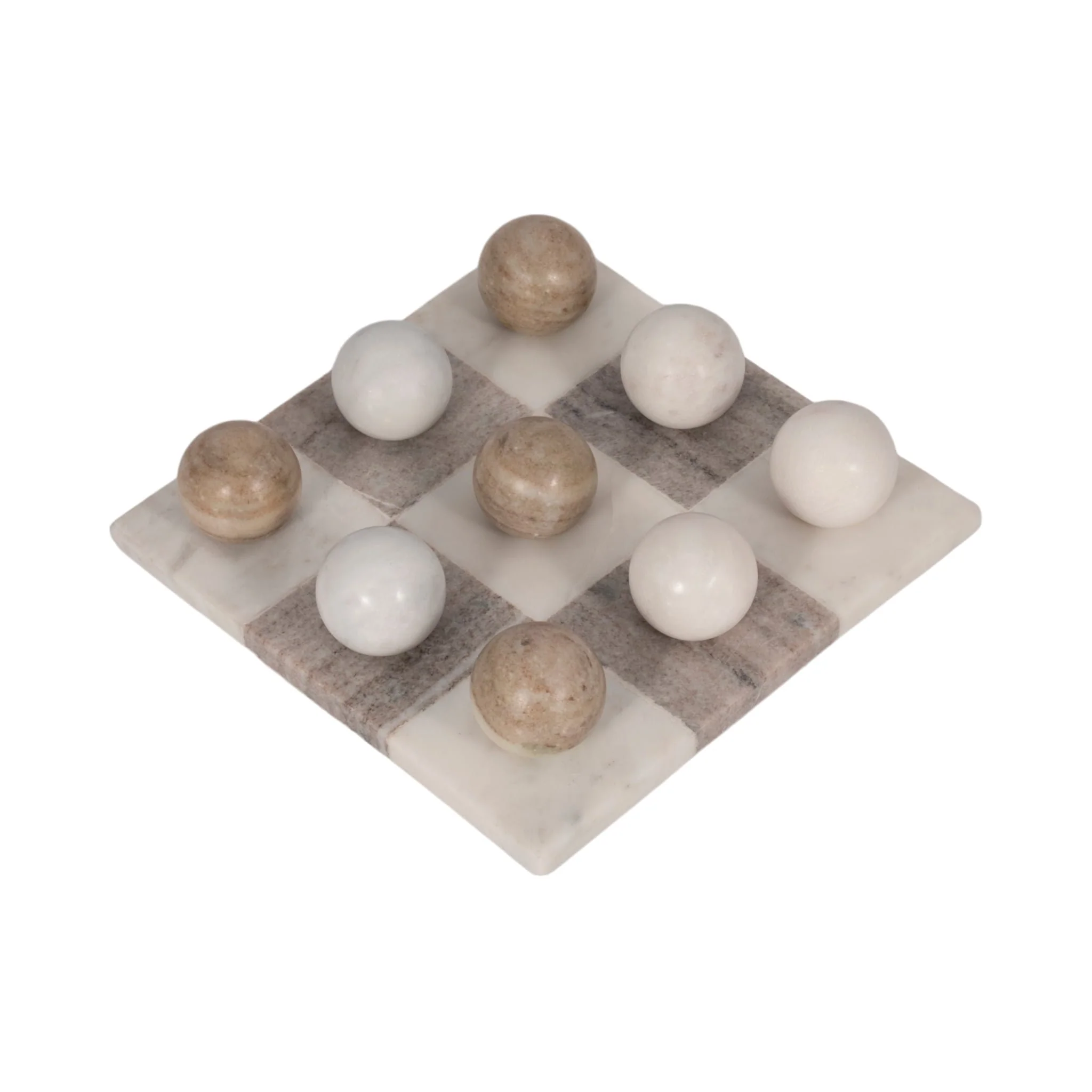 9" Marble Tic-tac-toe, White/beige - Image 3
