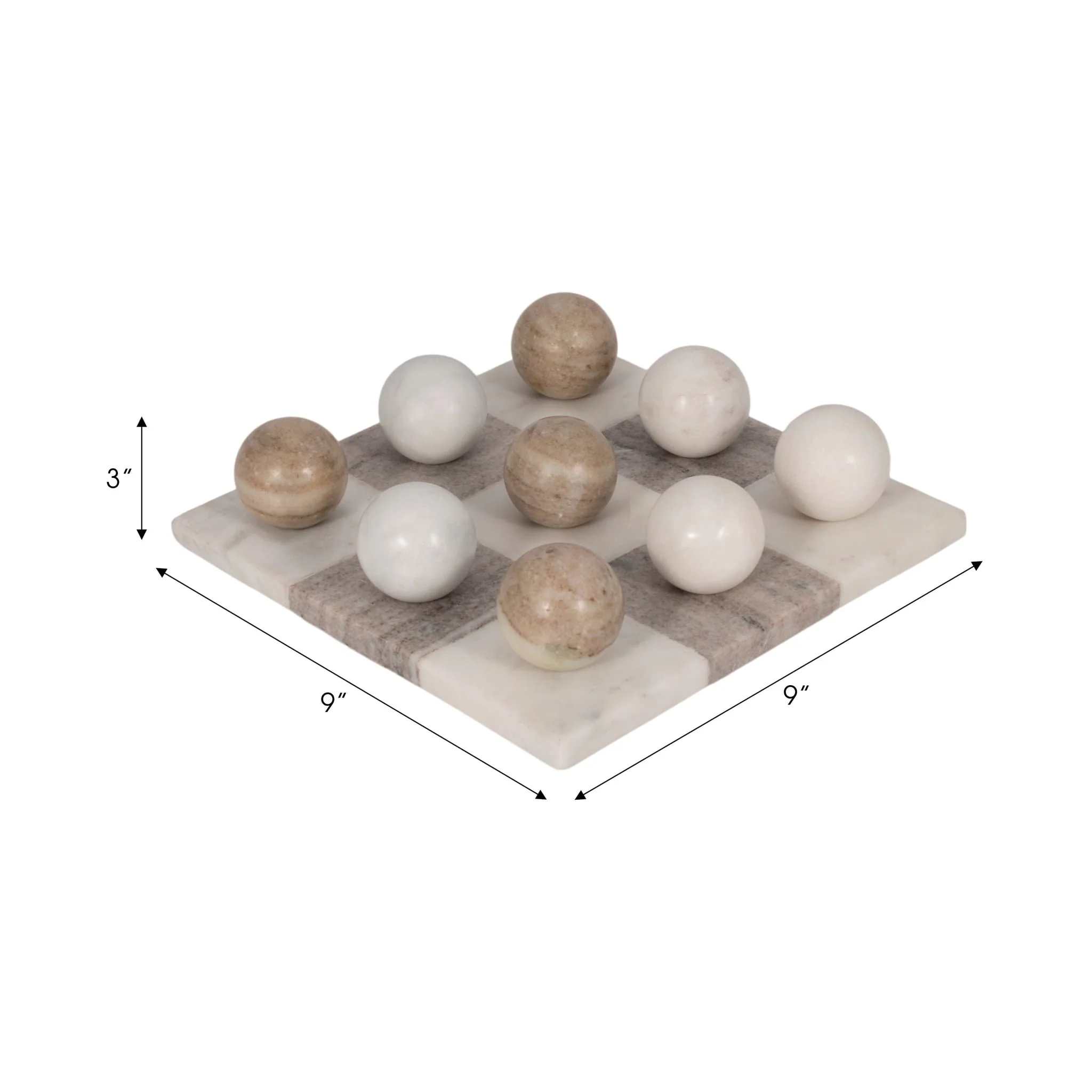 9" Marble Tic-tac-toe, White/beige - Image 7