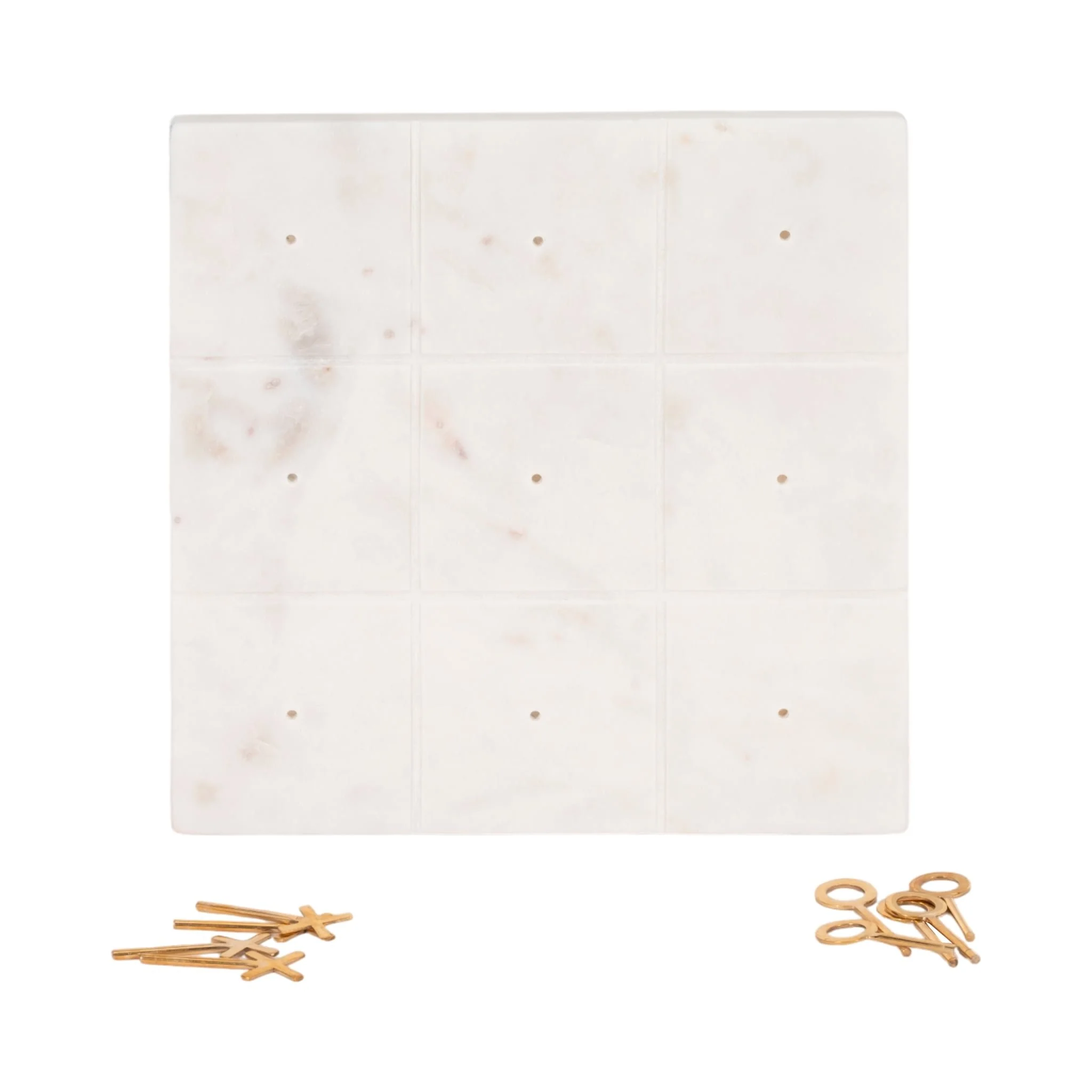 9" Marble Tic-tac-toe With Gold X & O, White/gold - Image 6