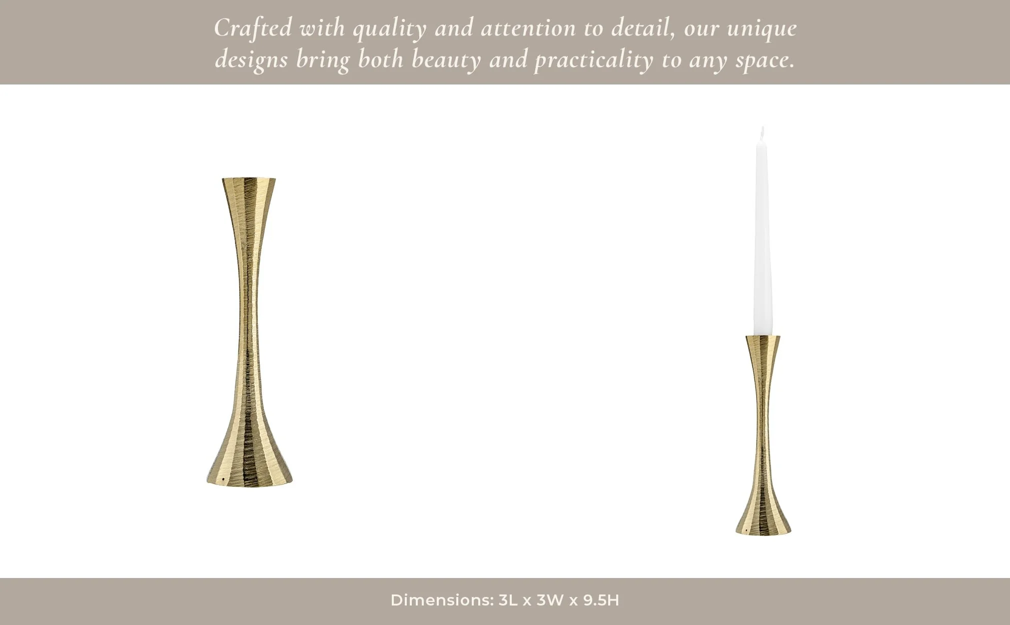 9" Metal, Taper Candle Holder, Brass - Image 13