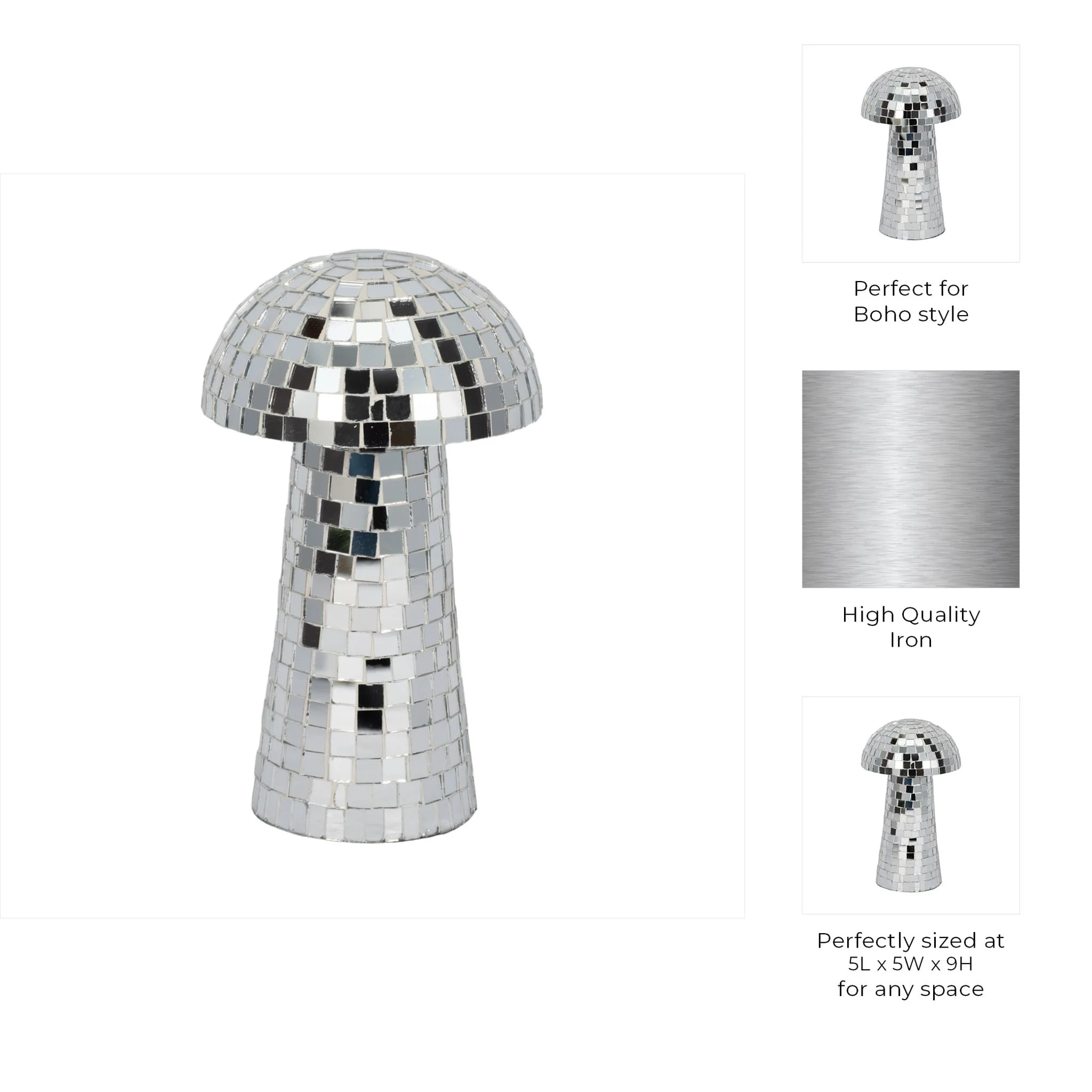 9" Mosaic Mushroom, Silver - Image 8