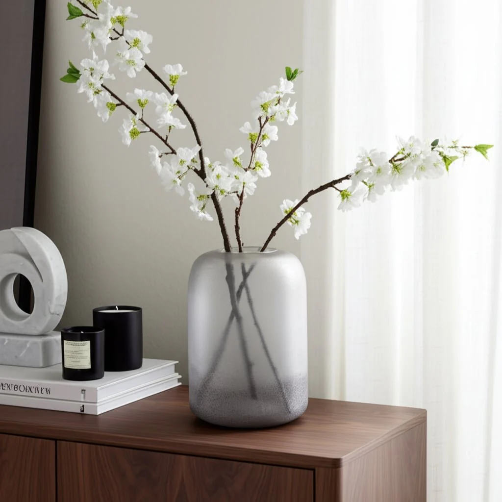 9" Ombre Cylinder Vase, White/grey - Image 11