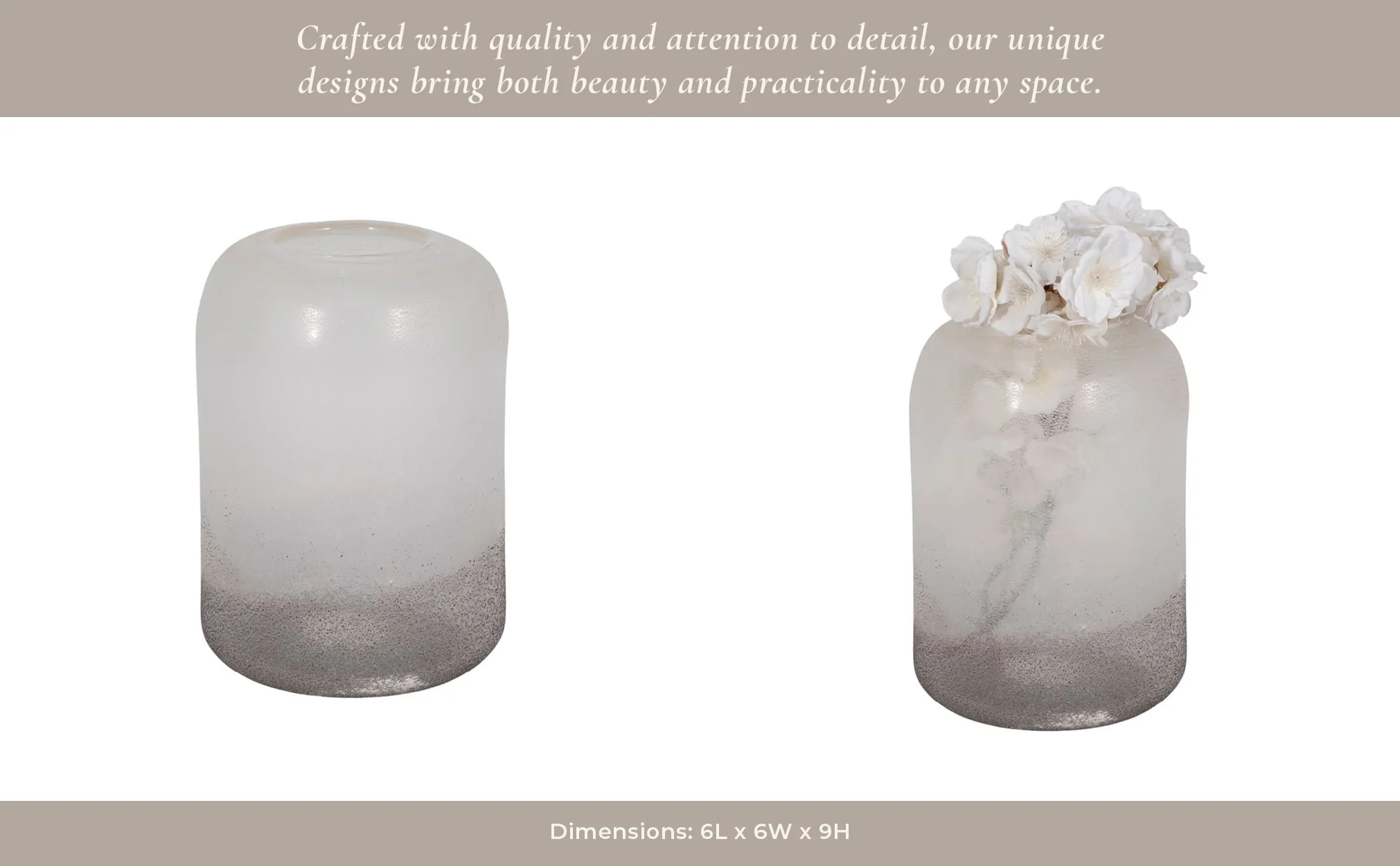 9" Ombre Cylinder Vase, White/grey - Image 13