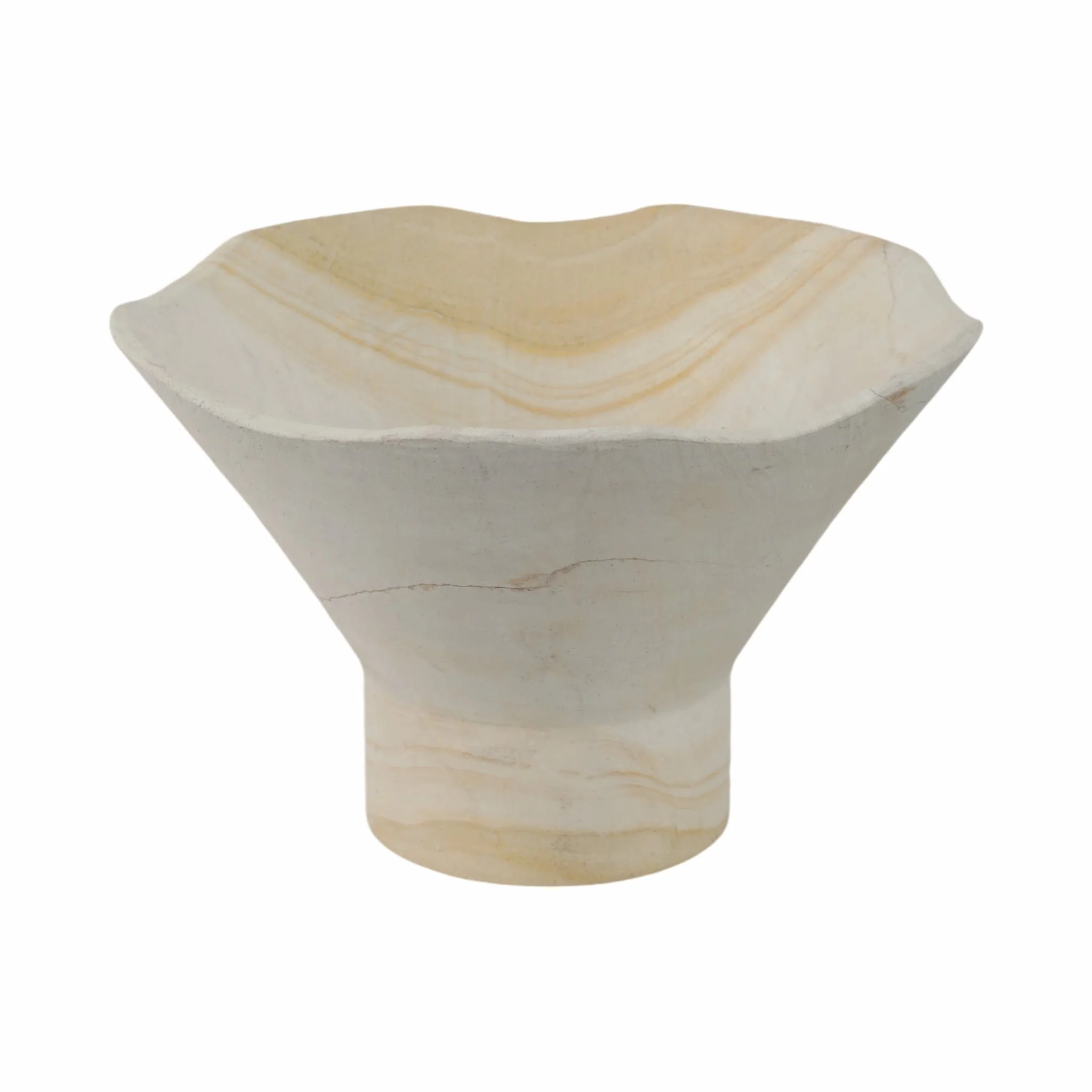 9" Sandstone Pedestal Bowl, Tan - Image 3