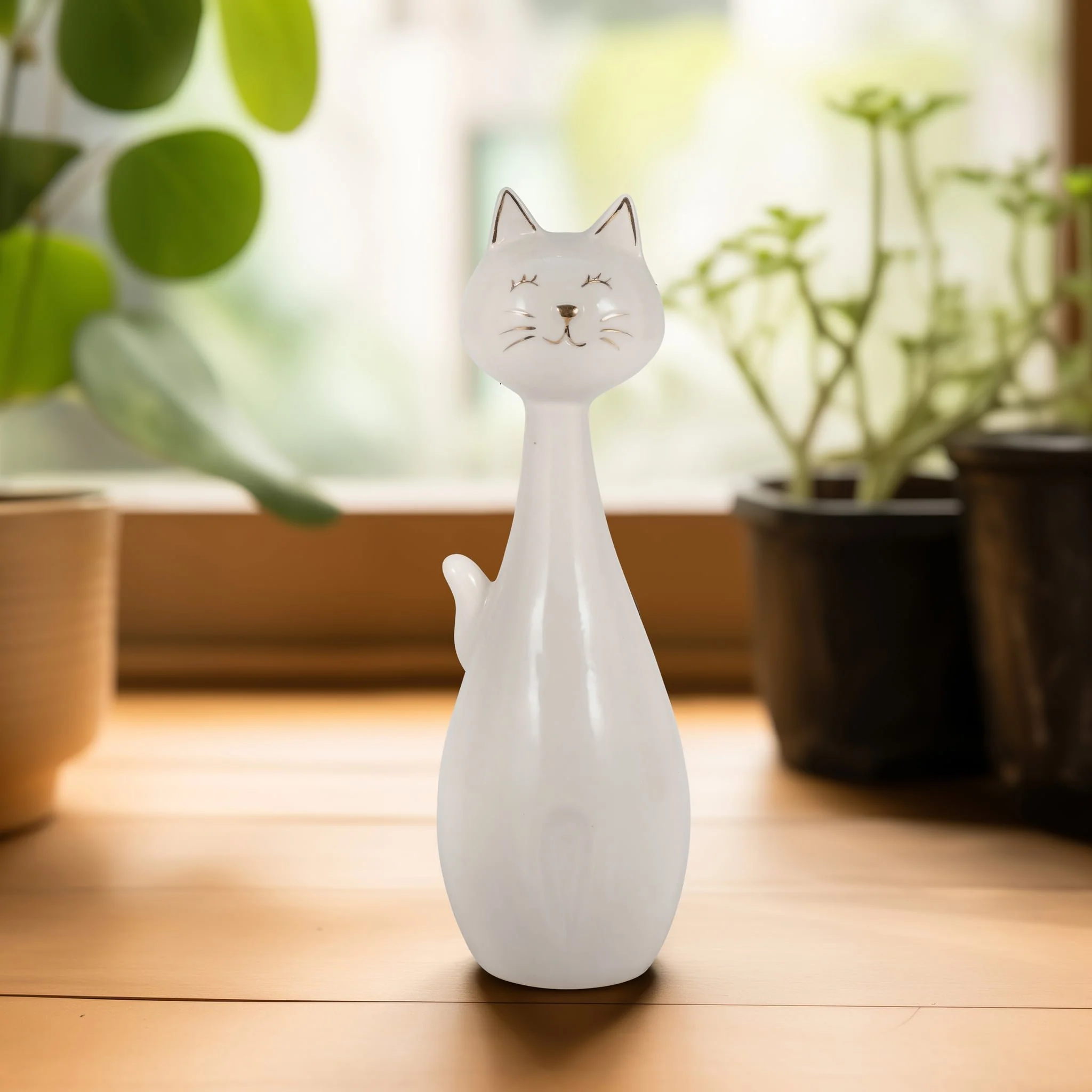 9" Sitting Kitty, White/gold - Image 10