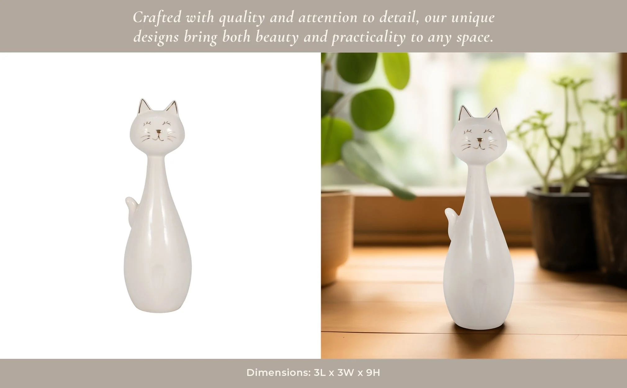 9" Sitting Kitty, White/gold - Image 11