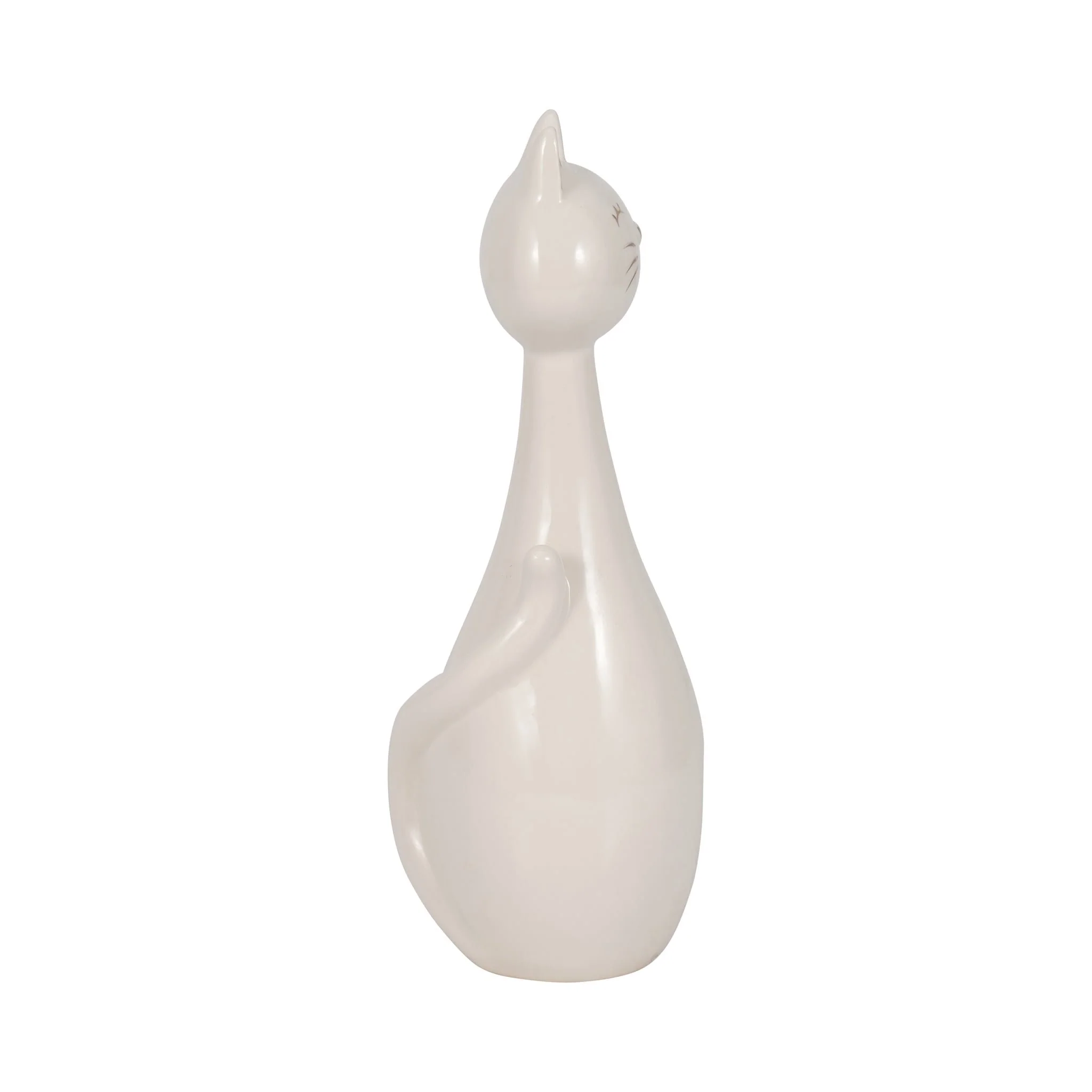 9" Sitting Kitty, White/gold - Image 3