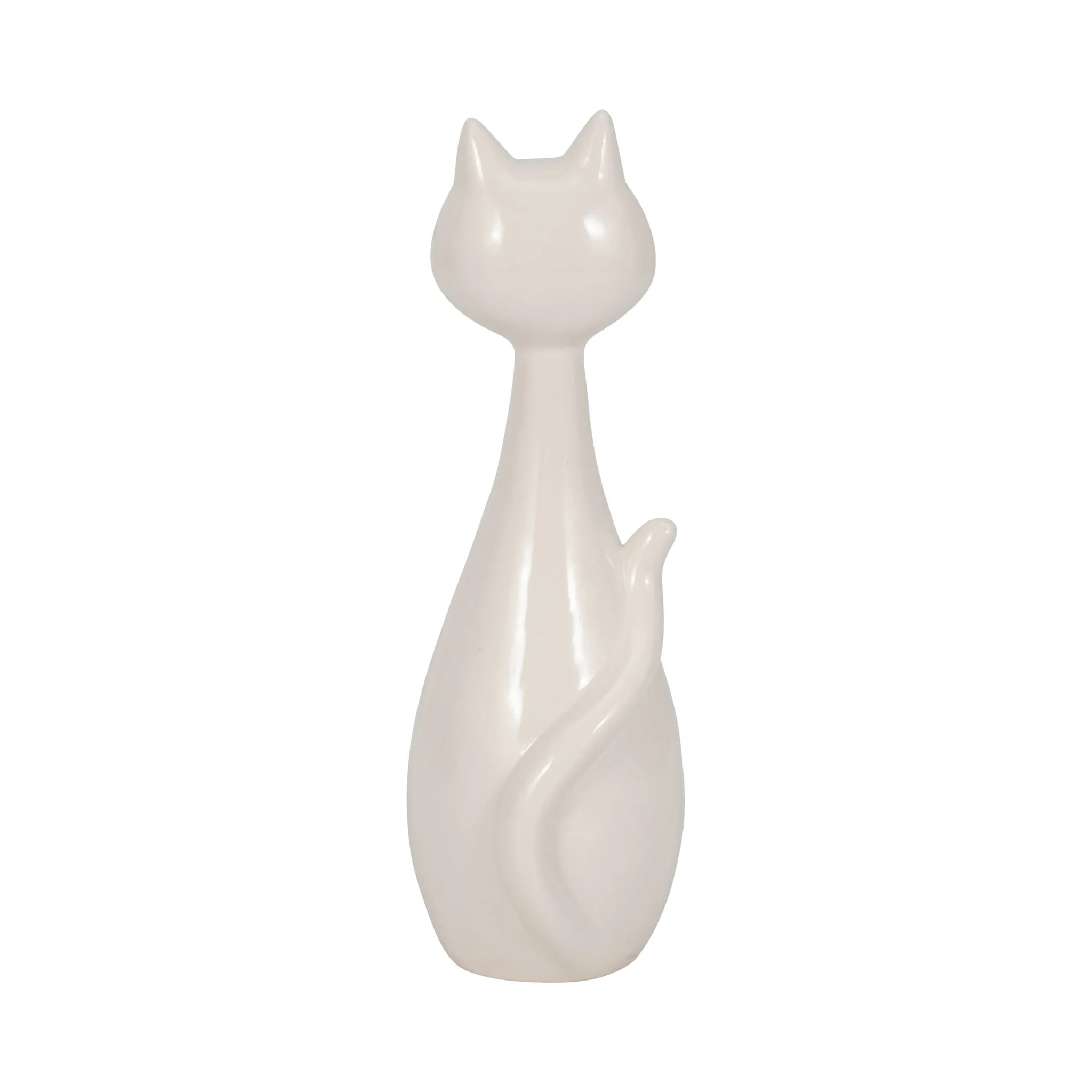 9" Sitting Kitty, White/gold - Image 4