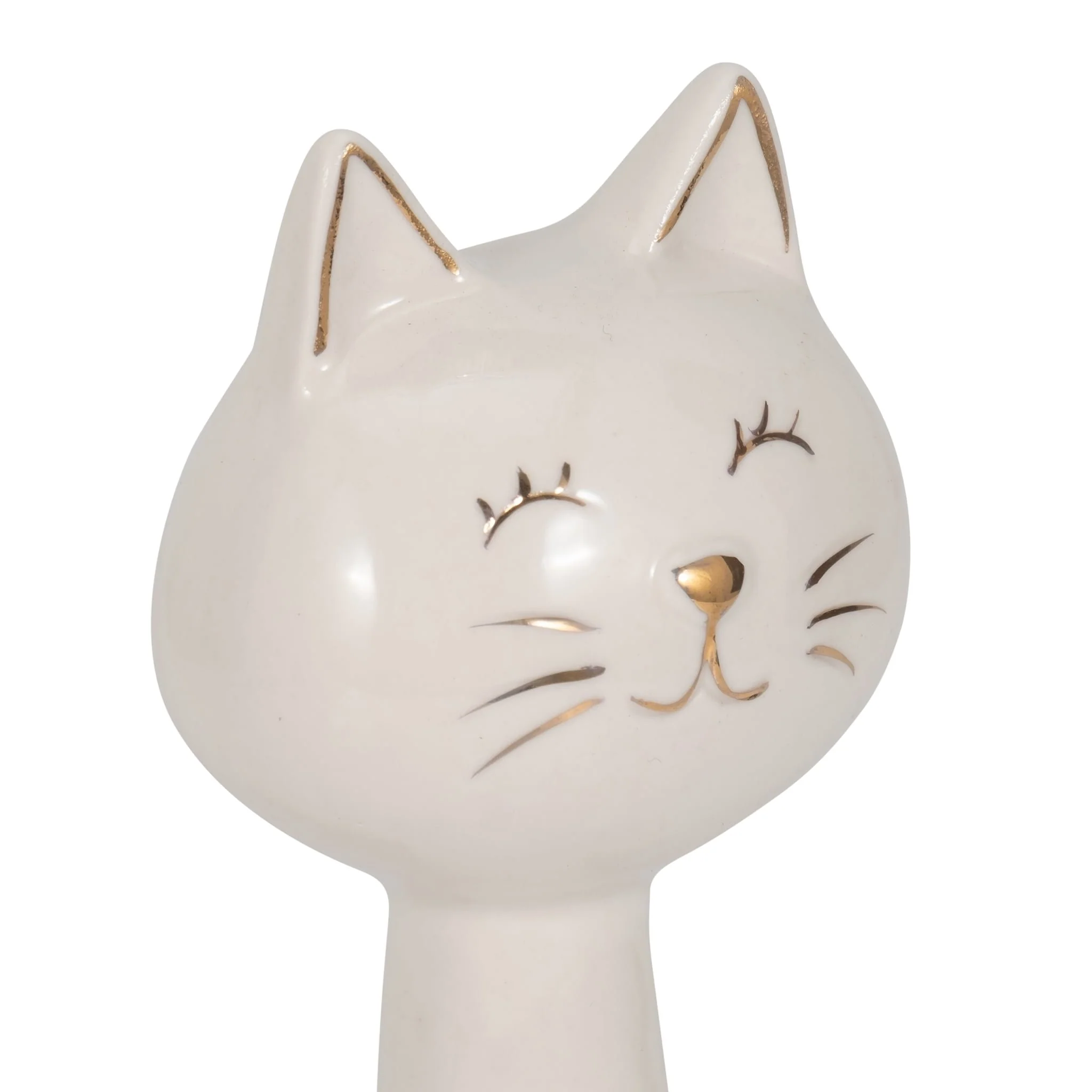 9" Sitting Kitty, White/gold - Image 5