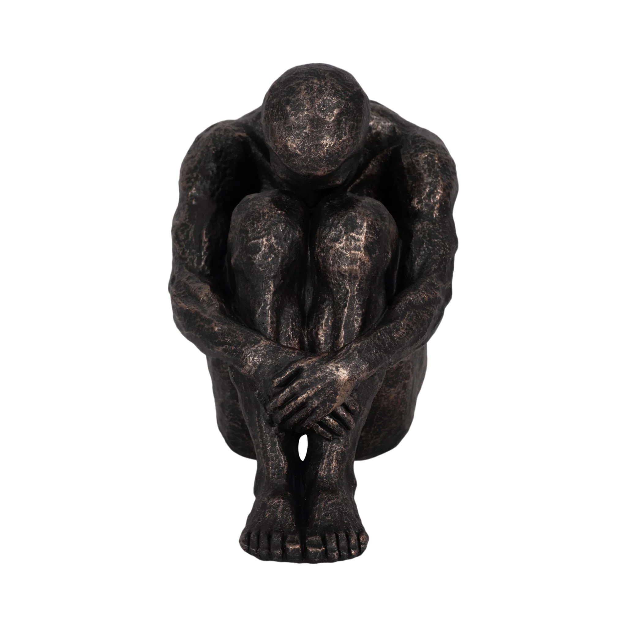 9" Sitting Man, Bronze - Image 3