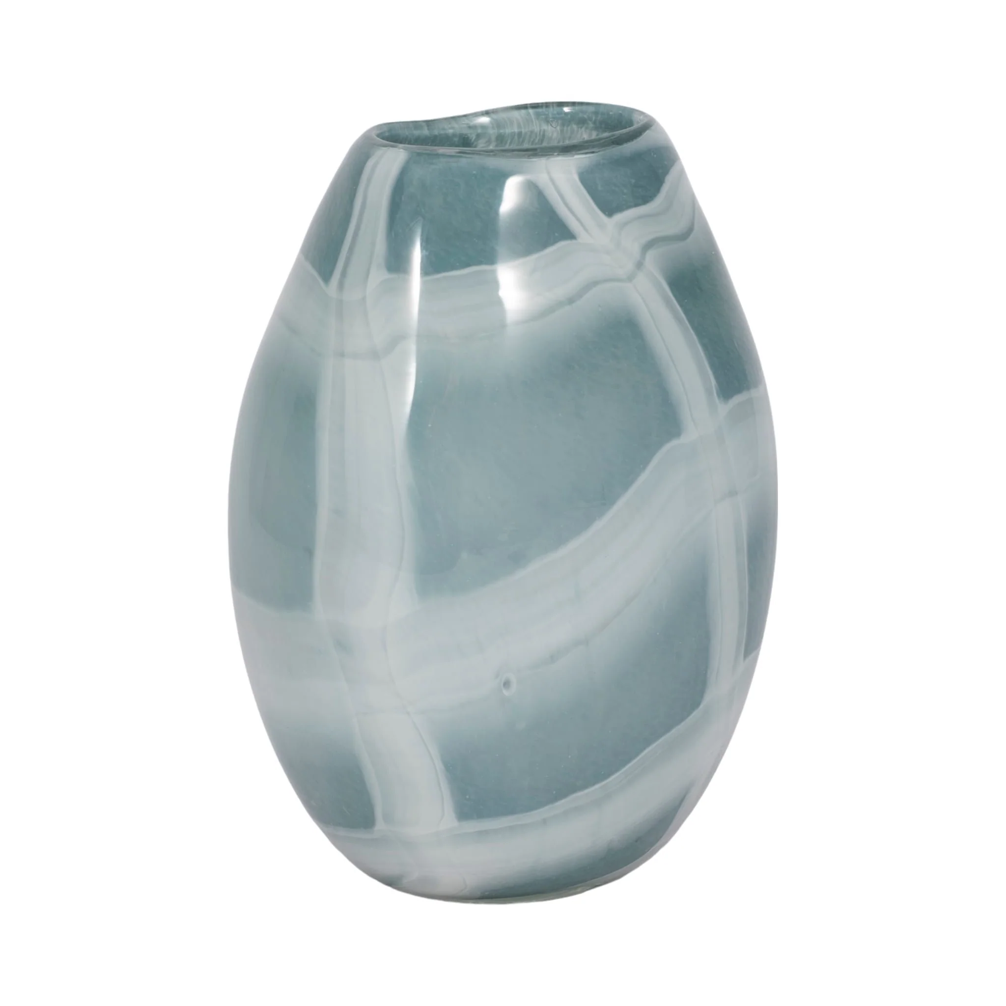 9" Slim Swirled Vase, Blue/white - Image 3