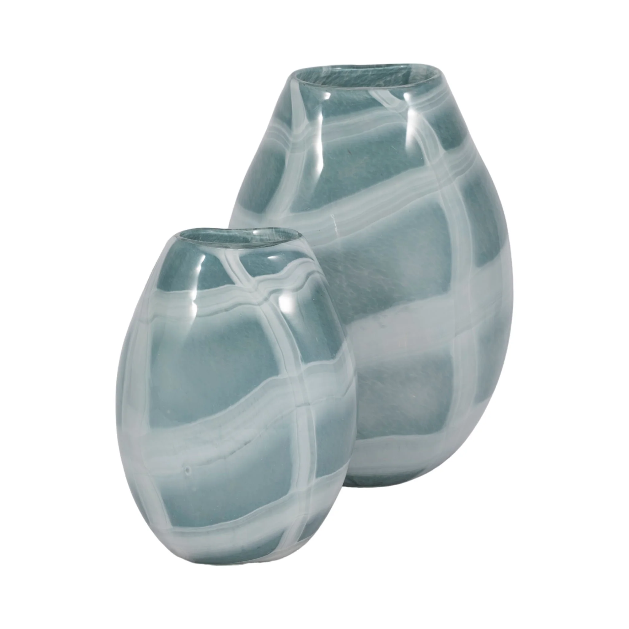 9" Slim Swirled Vase, Blue/white - Image 8