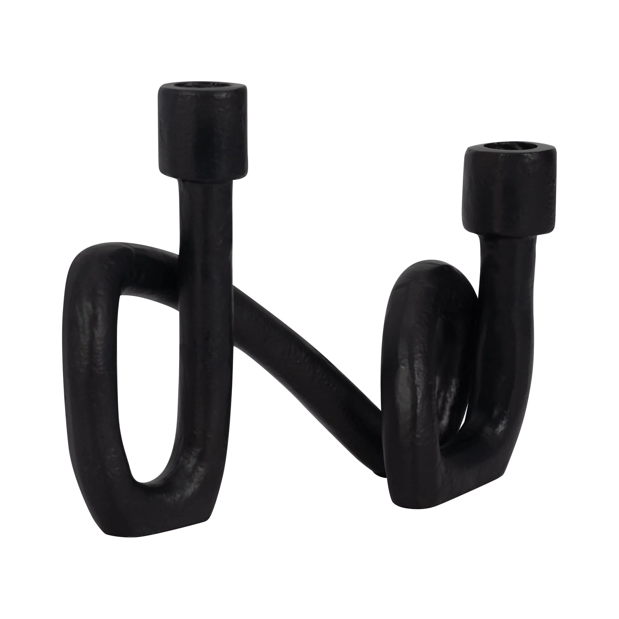 9" Swirled 2 Taper Candleholder, Black - Image 3