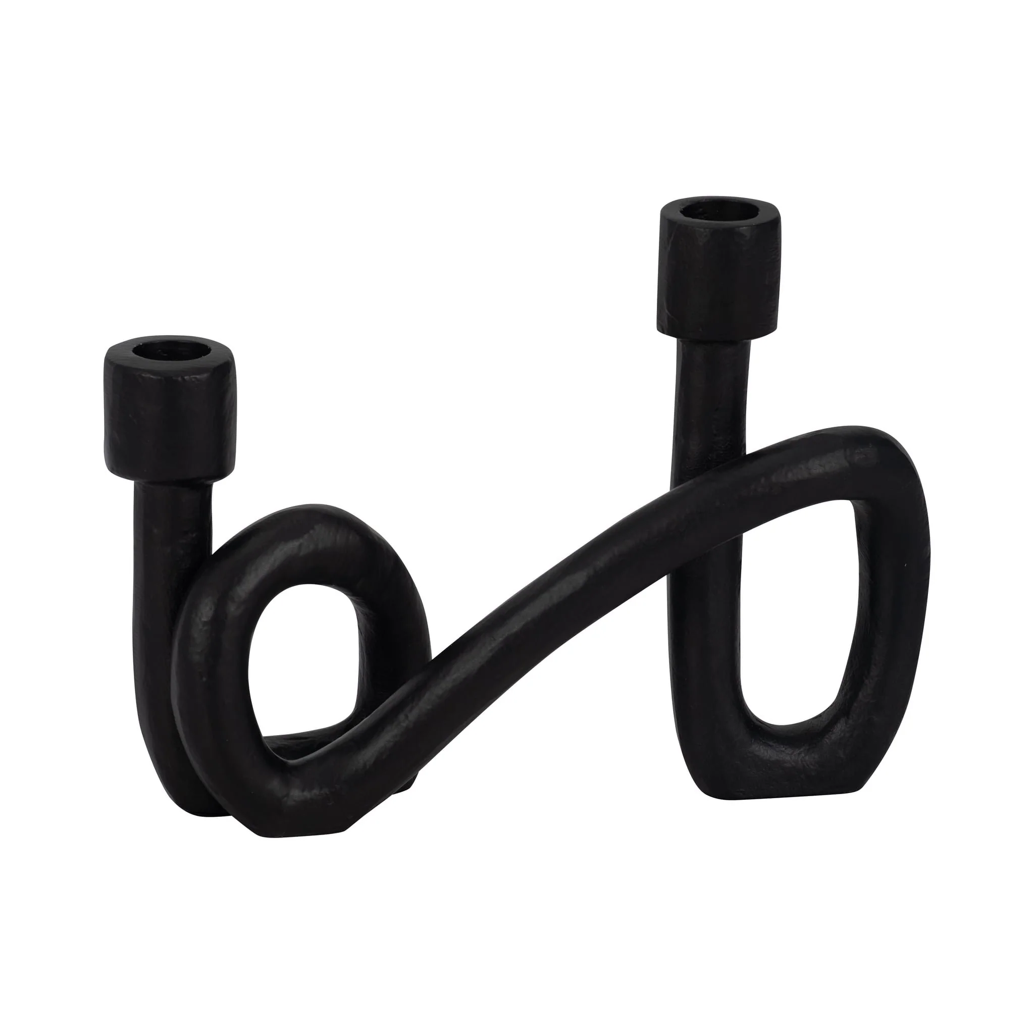 9" Swirled 2 Taper Candleholder, Black - Image 5