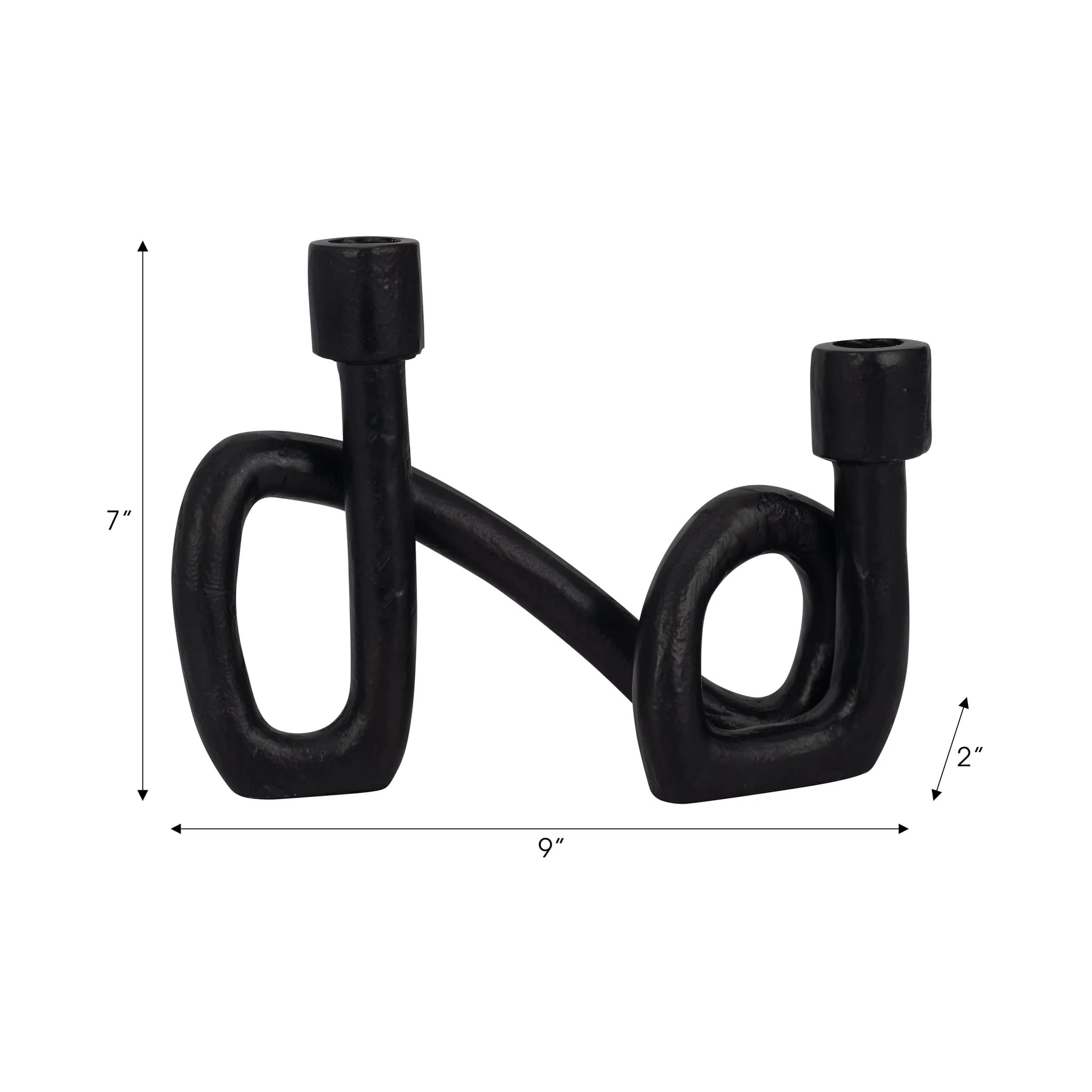 9" Swirled 2 Taper Candleholder, Black - Image 9