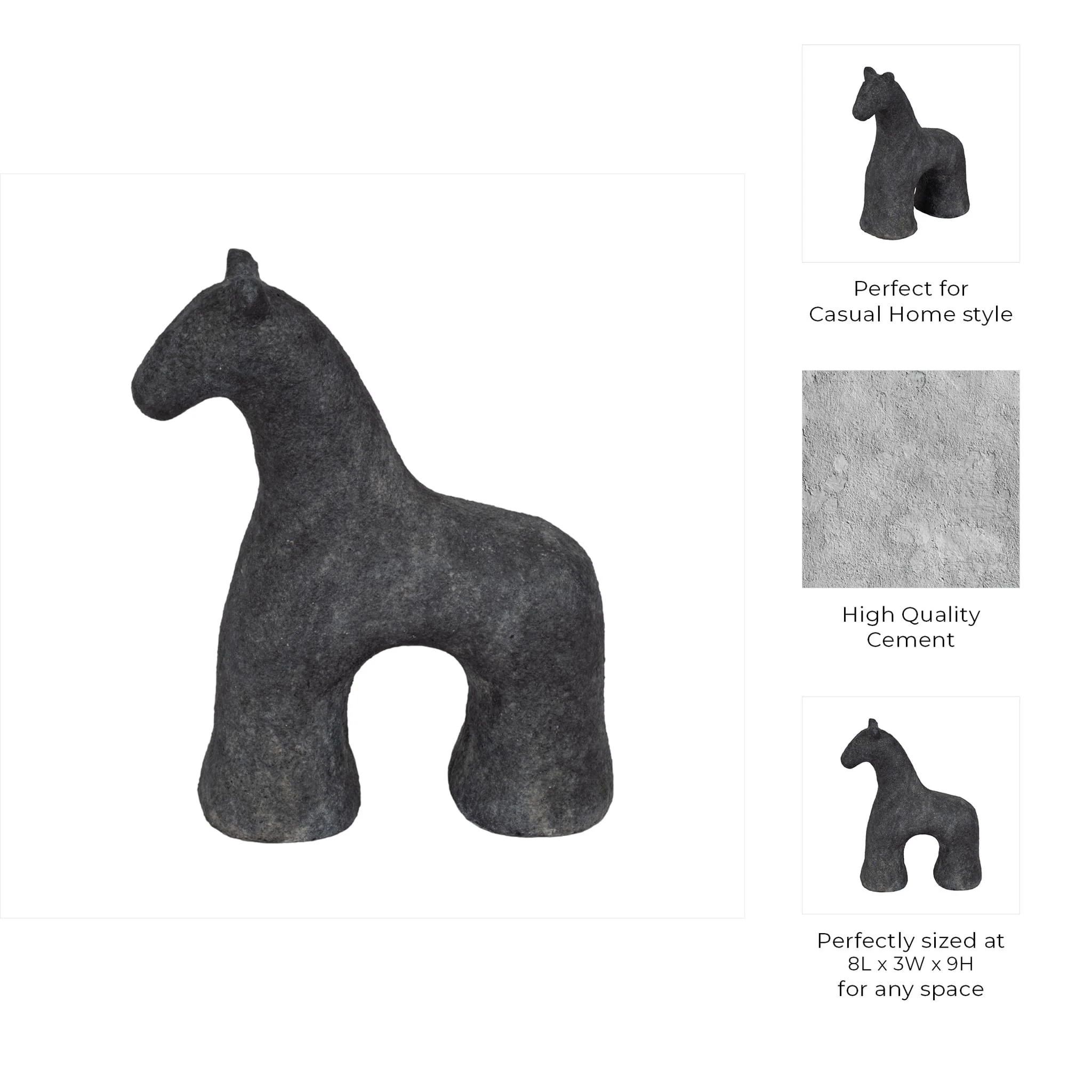 9" Textured Horse, Black - Image 10