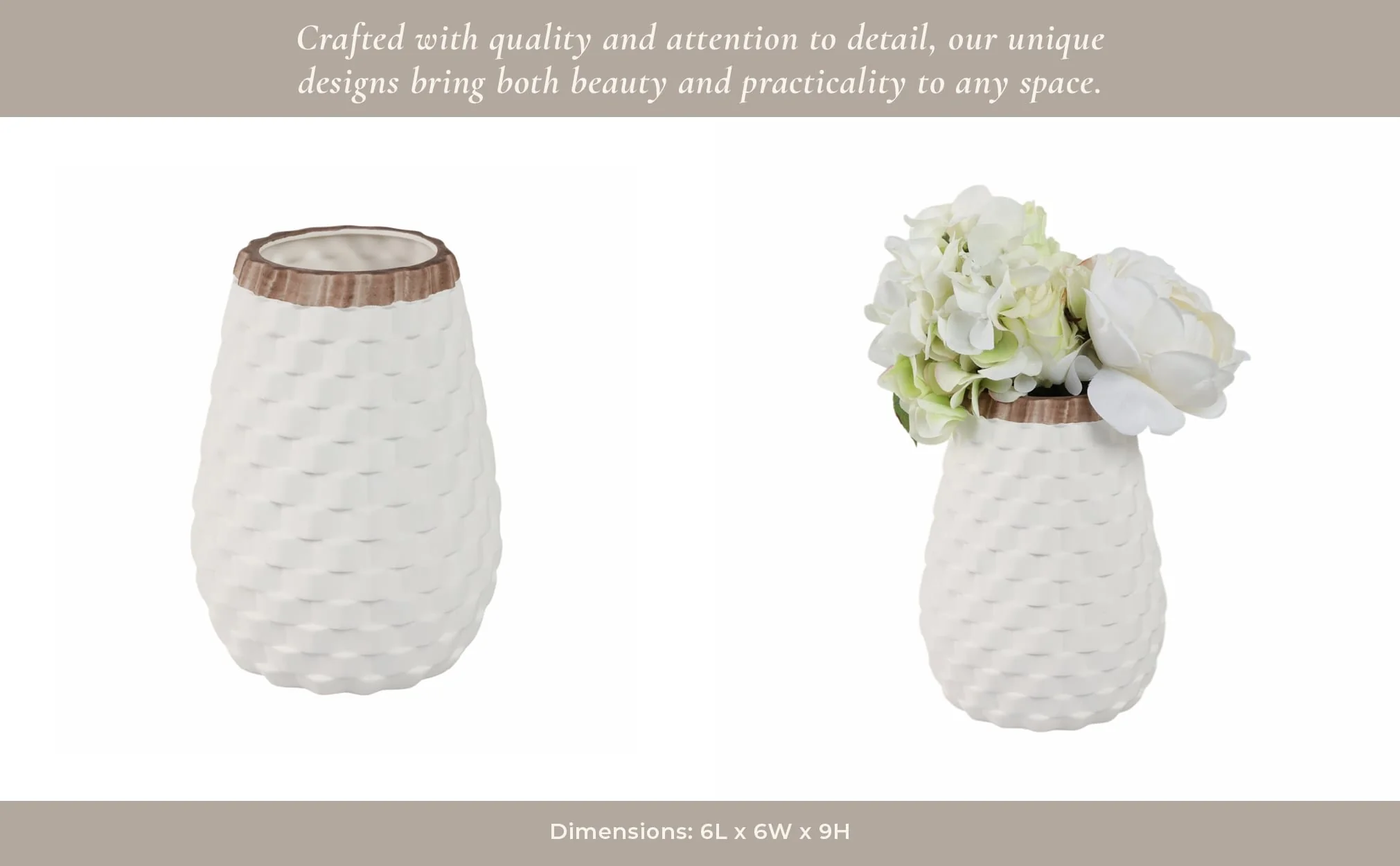 9" Textured Vase, White - Image 14