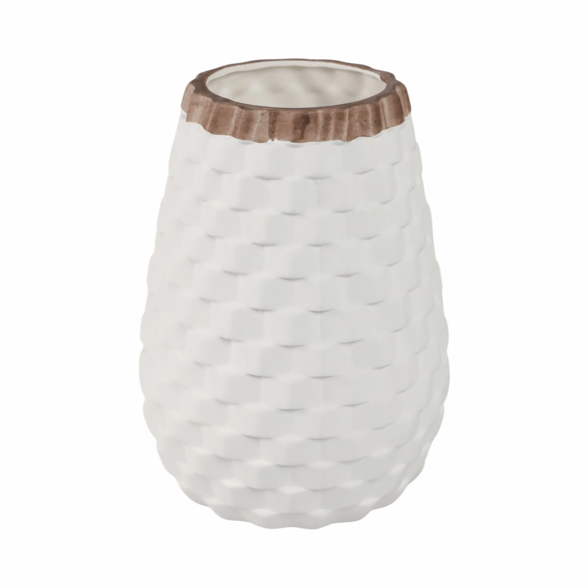 9" Textured Vase, White - Image 3