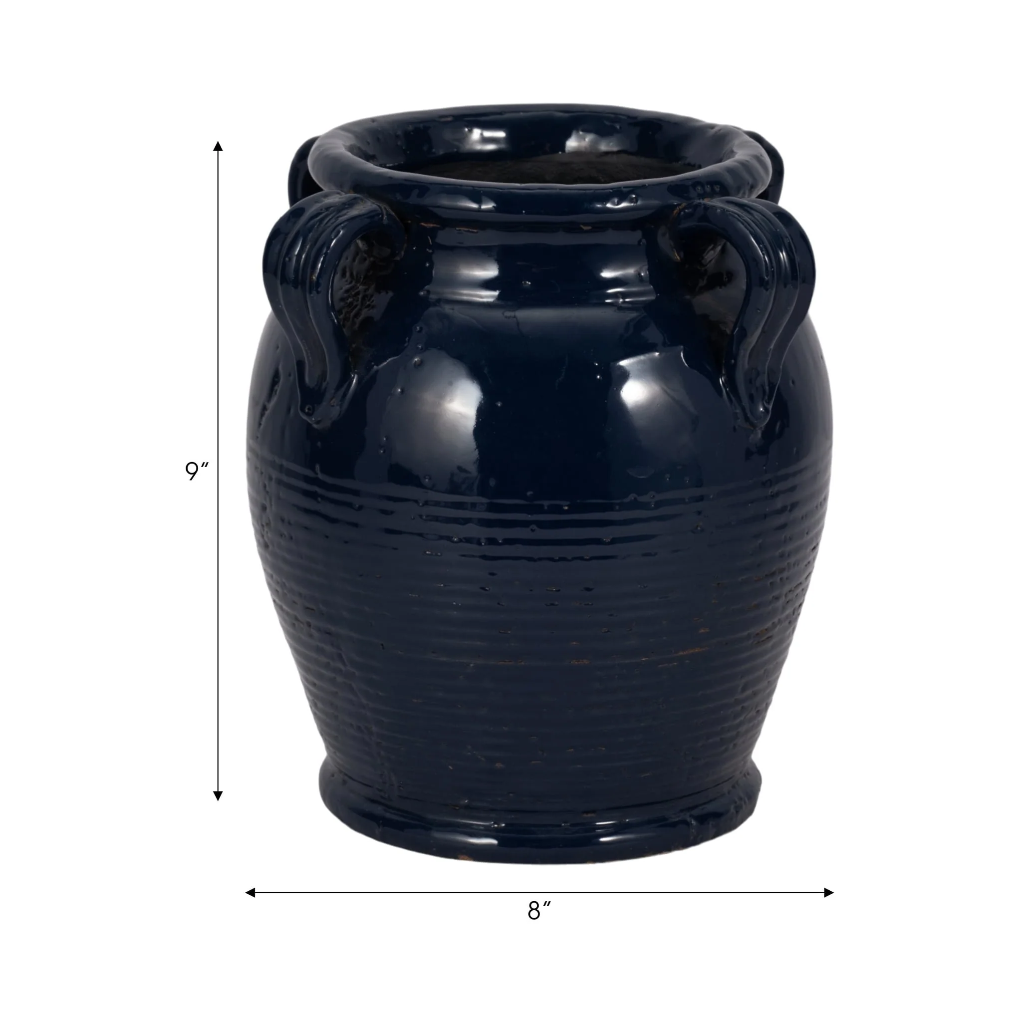 9" Vase With Handles, Navy Blue - Image 8