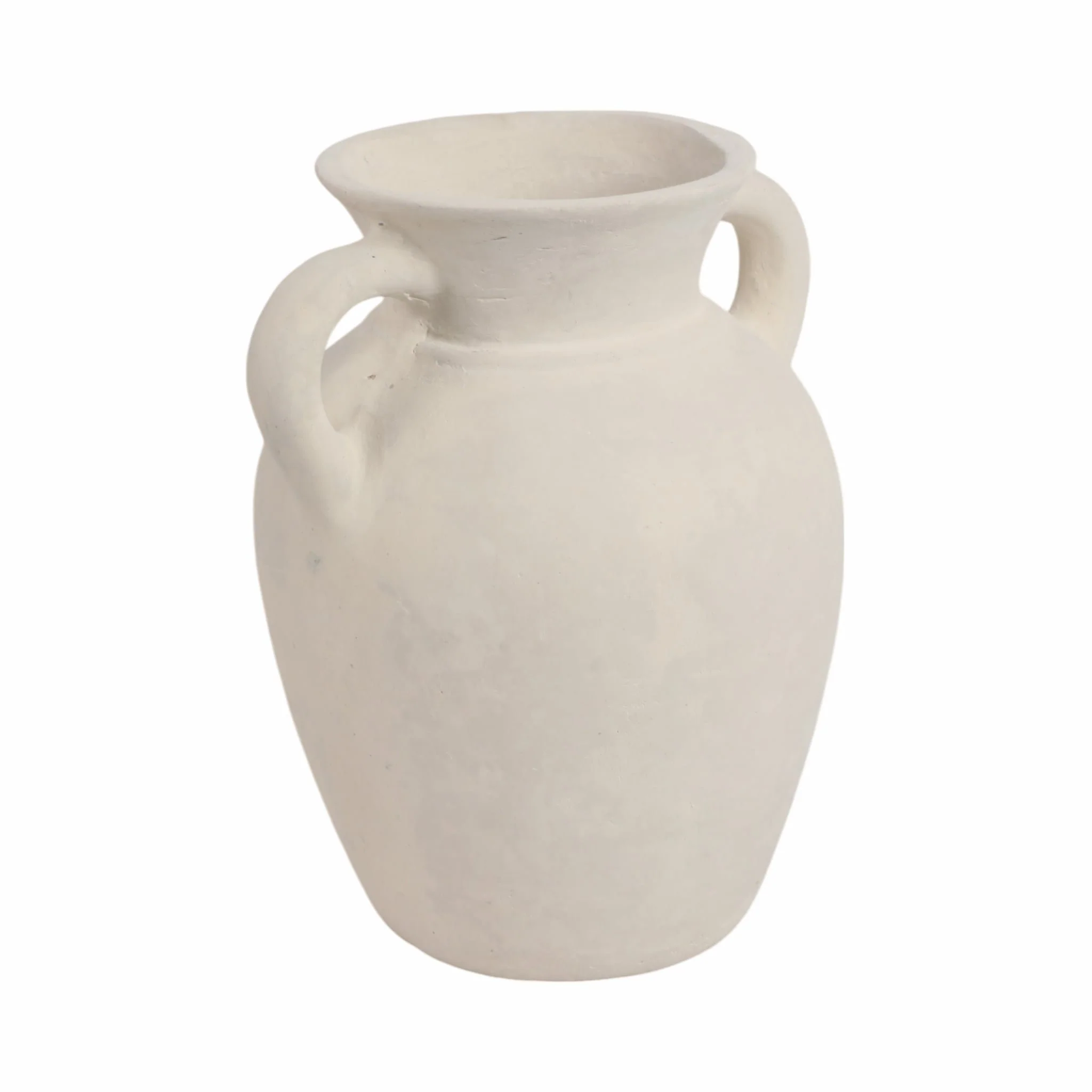 9" Vase With Handles, Paper Mache, Ivory - Image 2