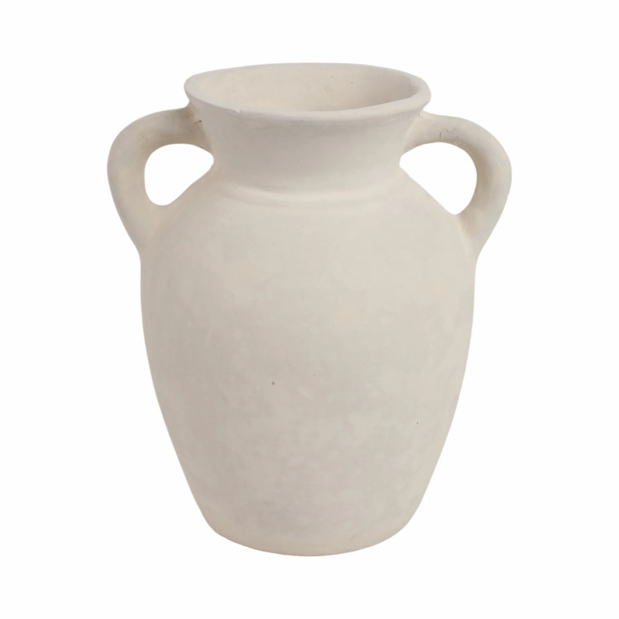 9" Vase With Handles, Paper Mache, Ivory - Image 4