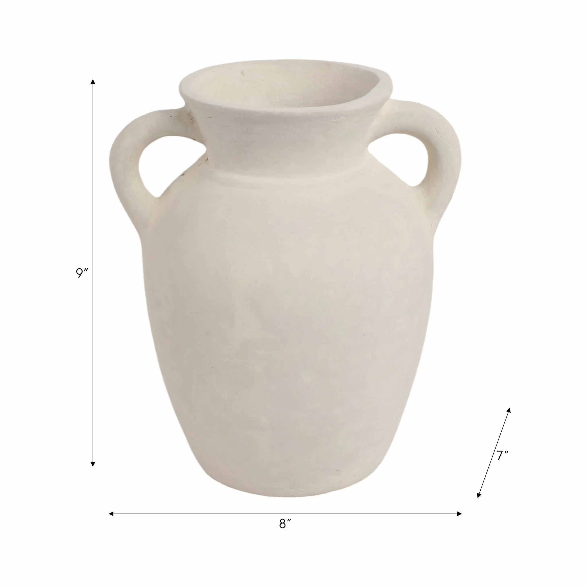 9" Vase With Handles, Paper Mache, Ivory - Image 8