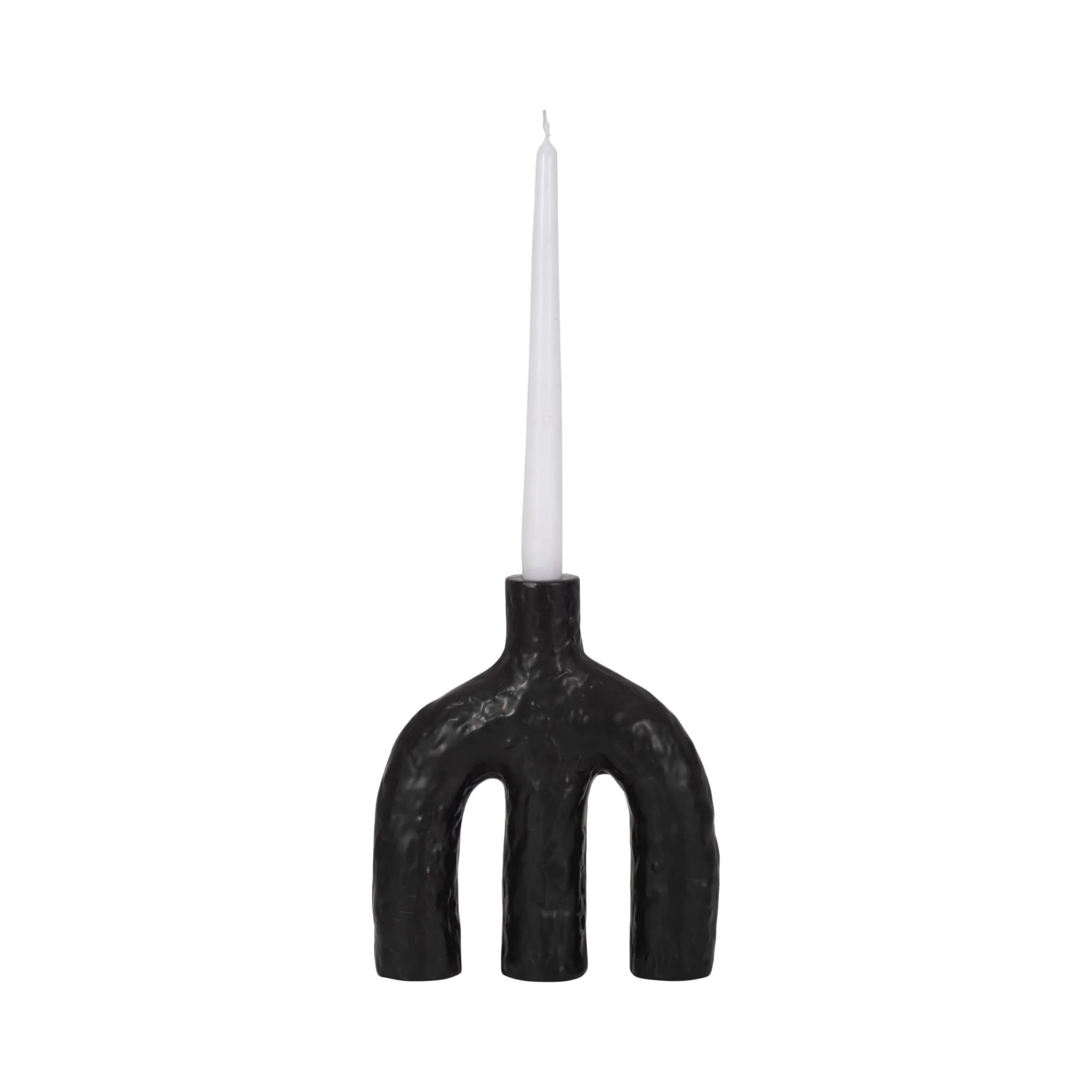 9" Volcano Texture Double Arched Taper Holder, Bla - Image 2