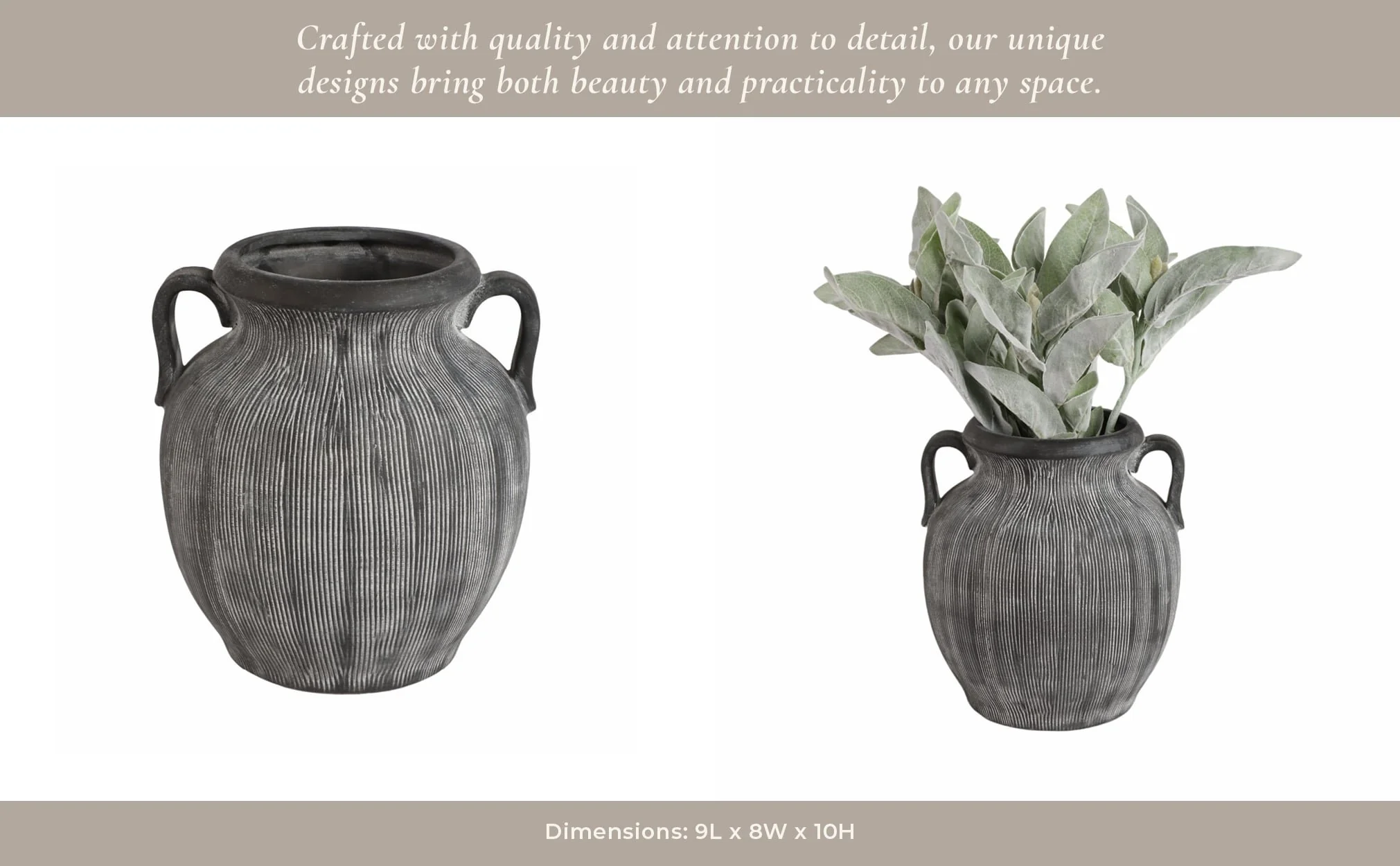 9" Weathered Jug With Handles, Black - Image 13