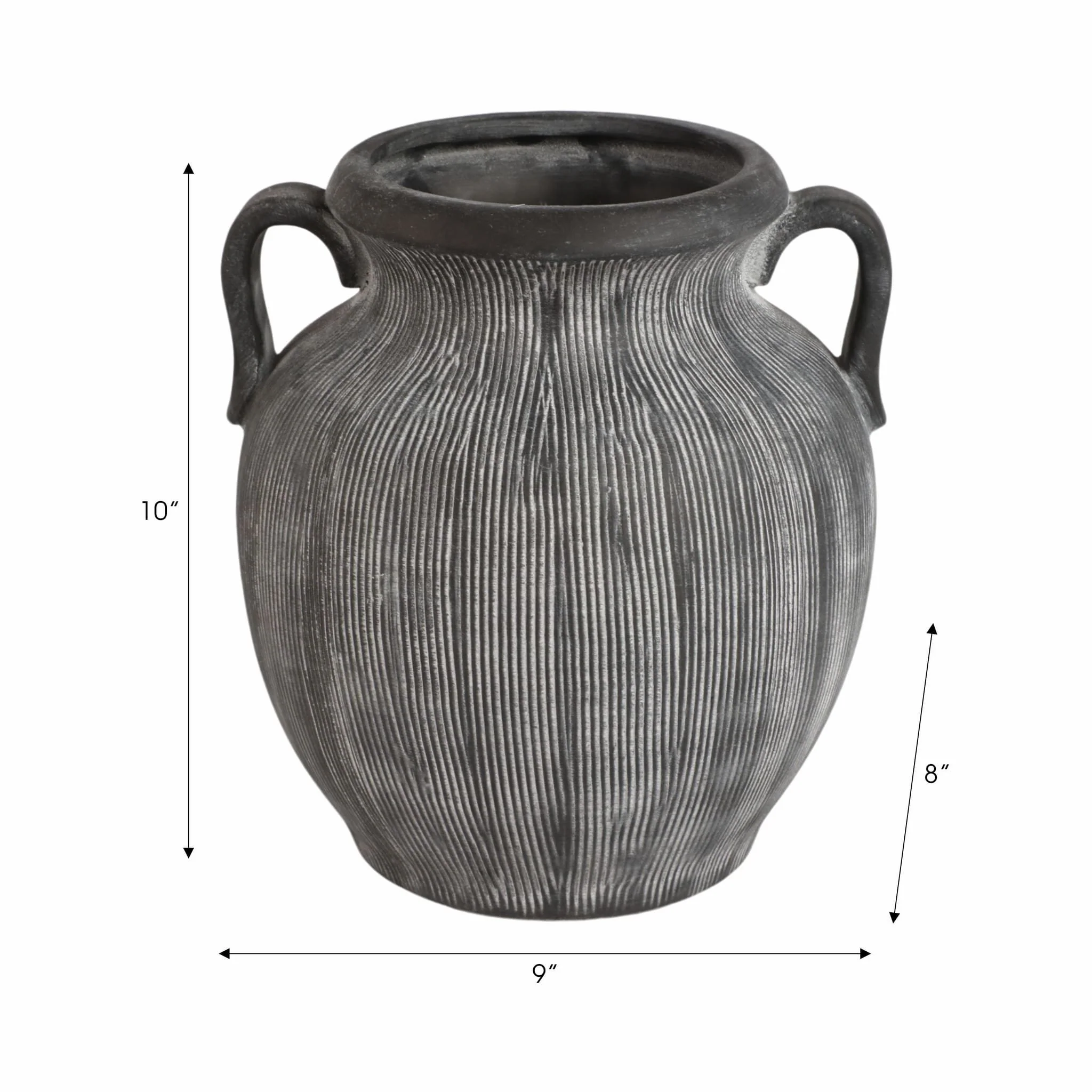 9" Weathered Jug With Handles, Black - Image 9