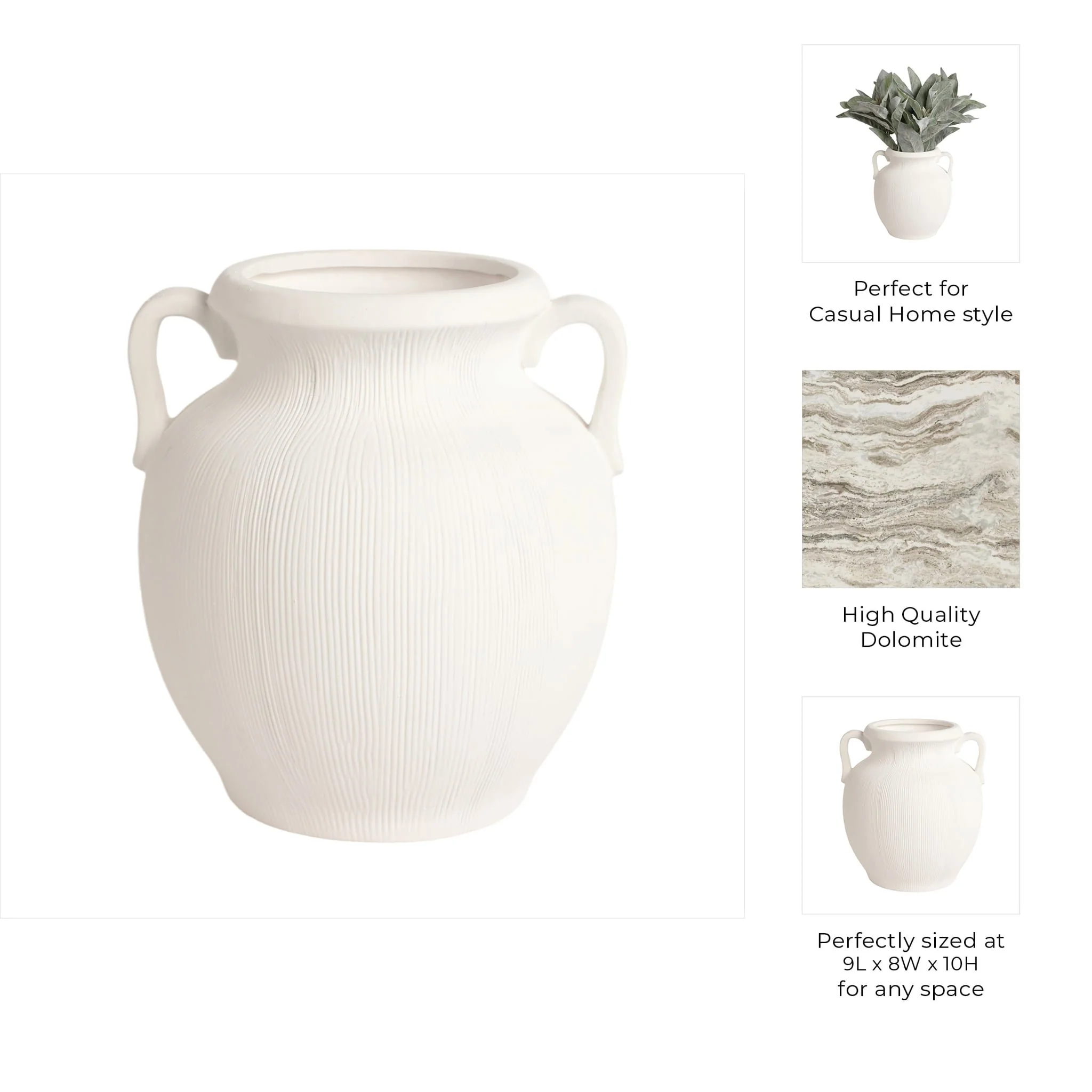 9" Weathered Jug With Handles, White - Image 10