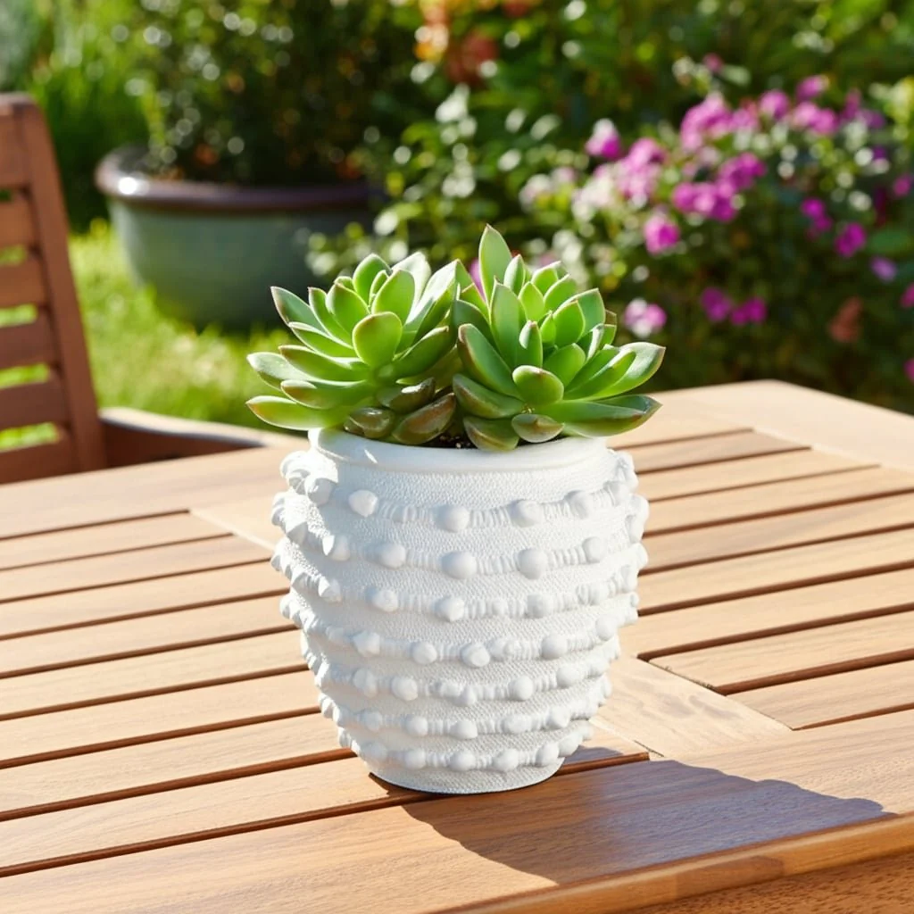 9" Woven Knot Planter, White - Image 5
