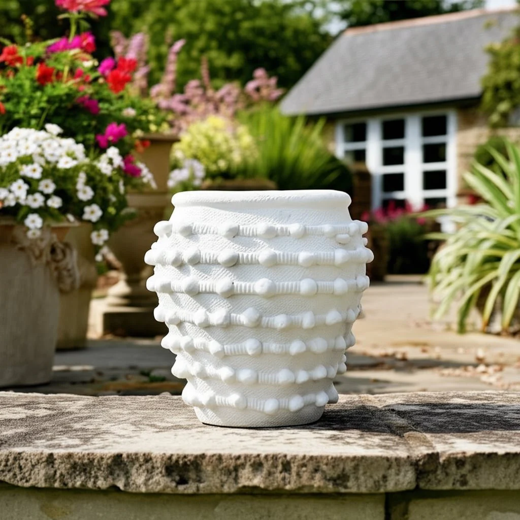 9" Woven Knot Planter, White - Image 7