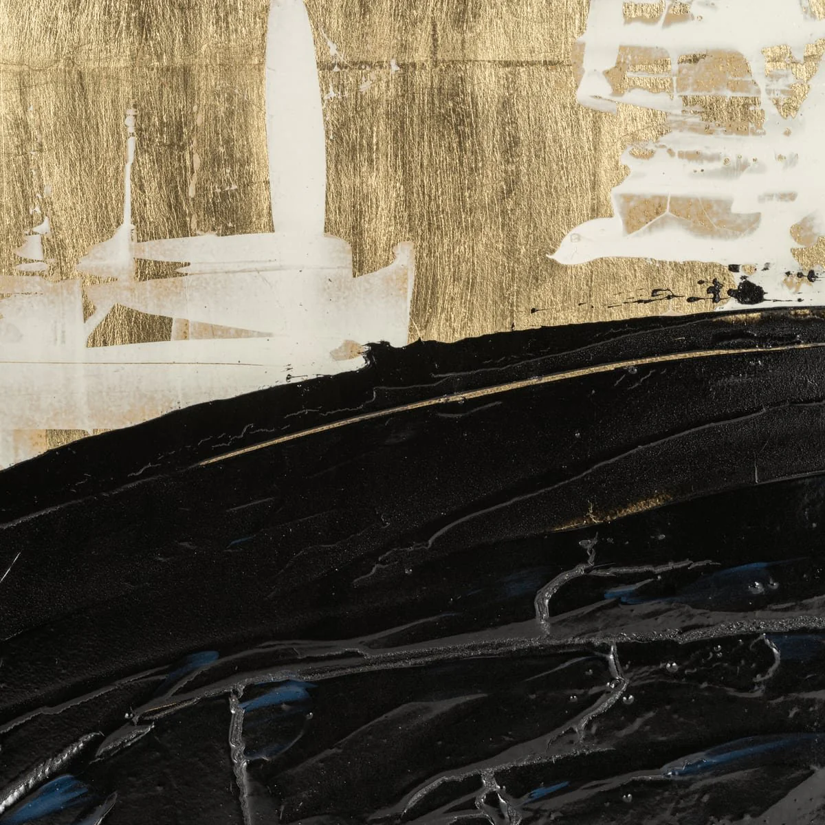 95x47, S/2 Hand Painted Matching  Blk Streak, Gld - Image 4