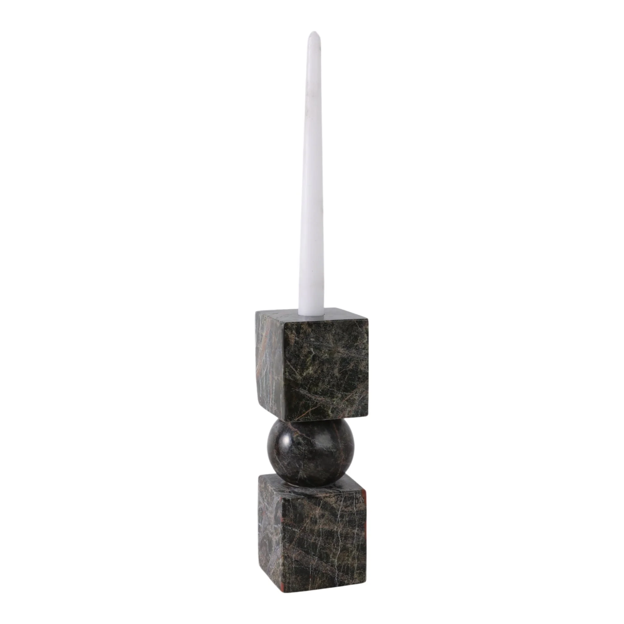 9x3" Chunky Marble Taper Holder, Forest Green - Image 2