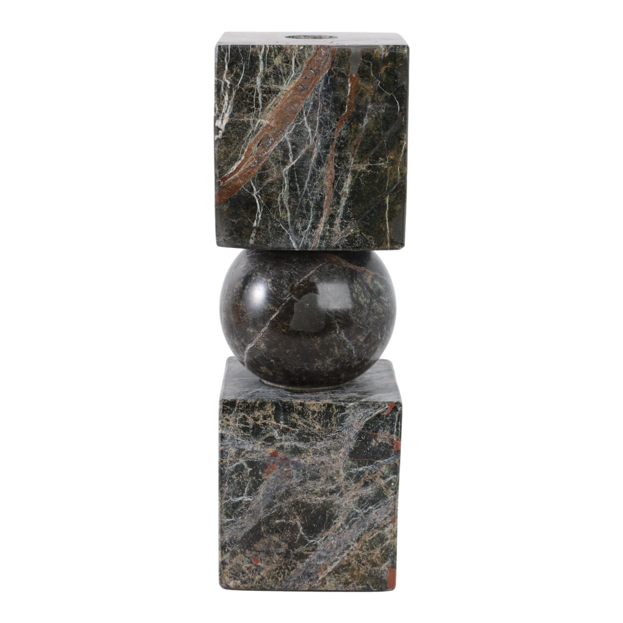9x3" Chunky Marble Taper Holder, Forest Green - Image 3