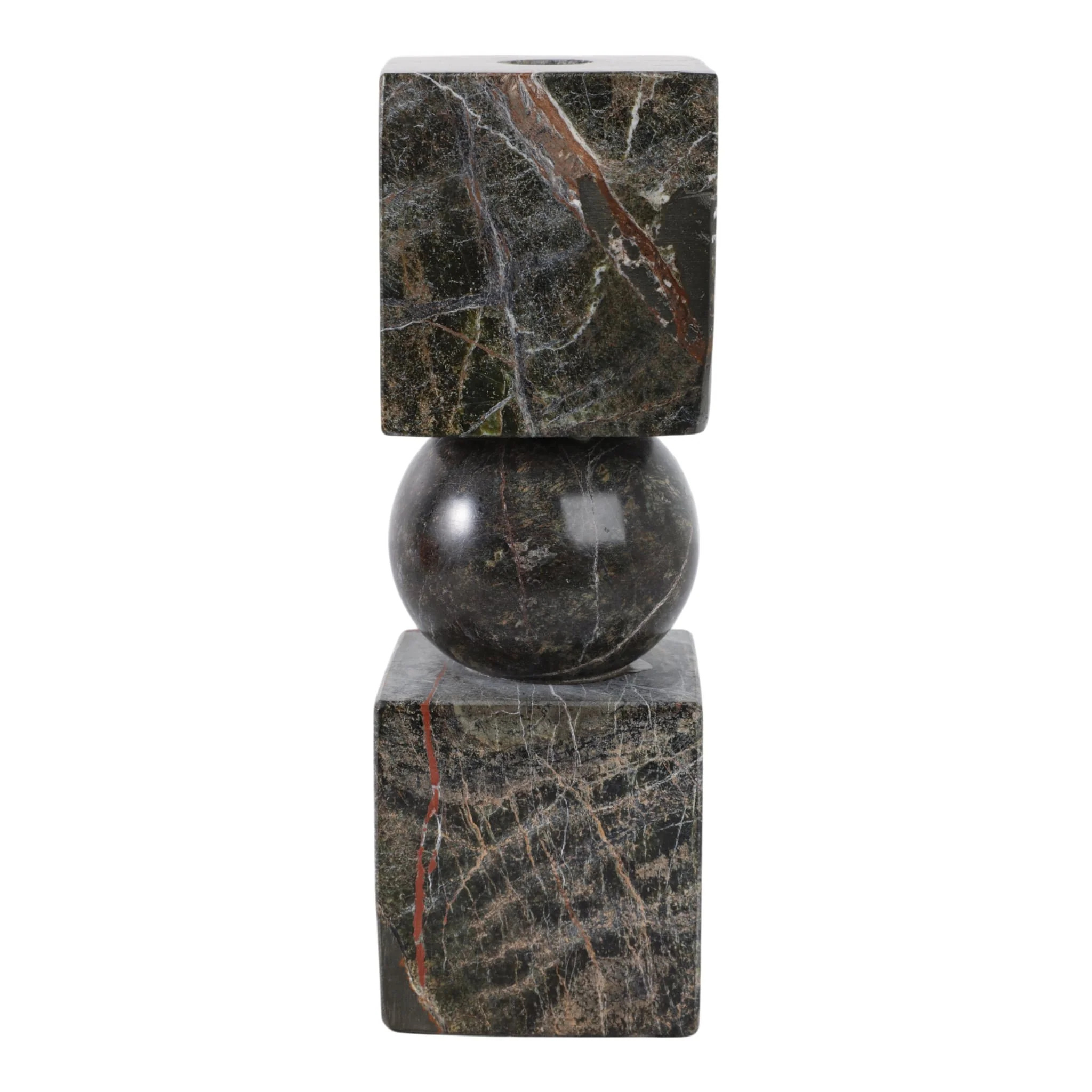 9x3" Chunky Marble Taper Holder, Forest Green - Image 4