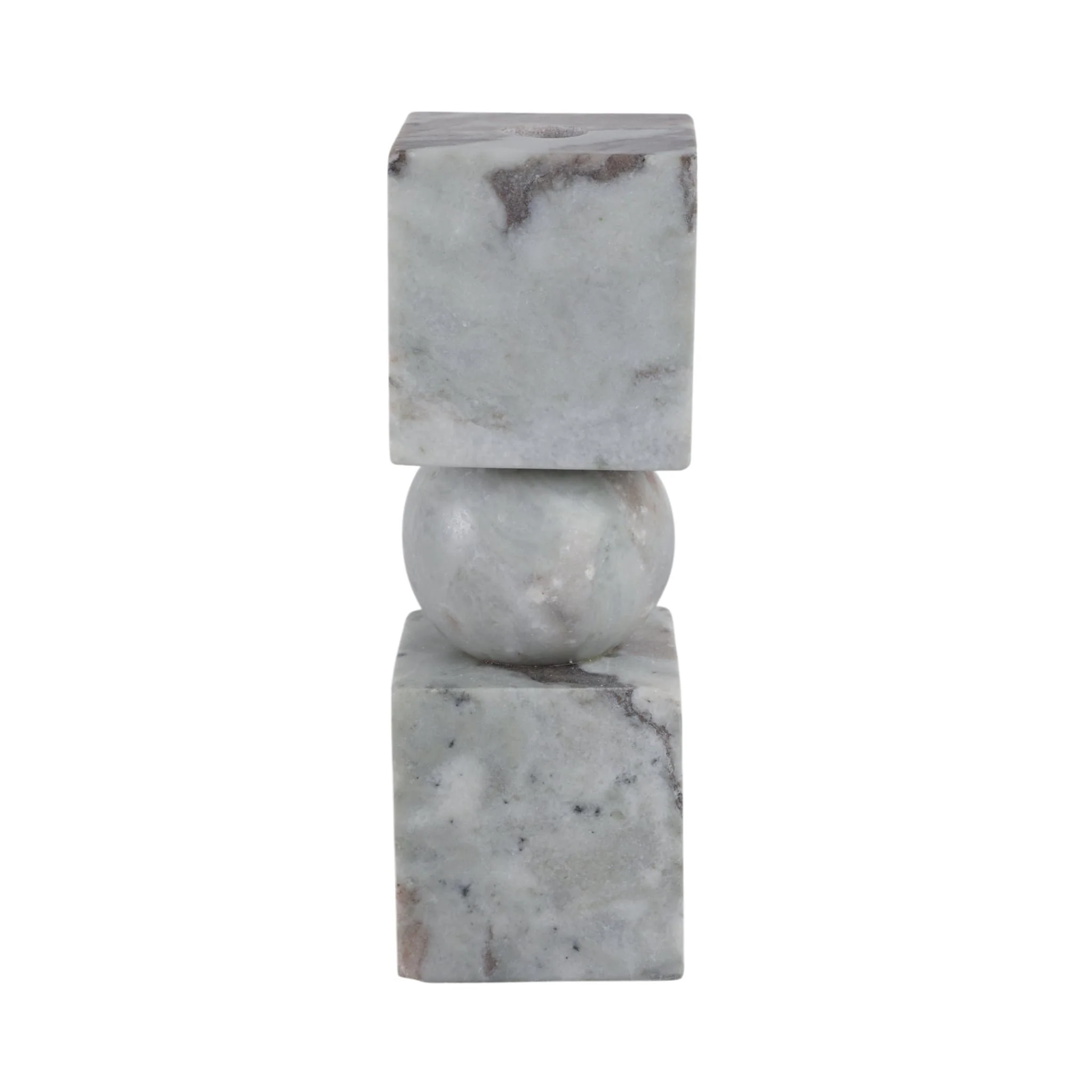 9x3" Chunky Marble Taper Holder, Tan Multi - Image 3