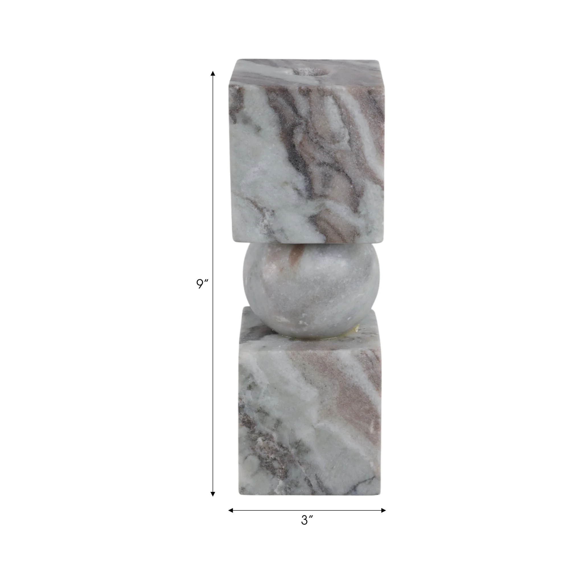 9x3" Chunky Marble Taper Holder, Tan Multi - Image 8