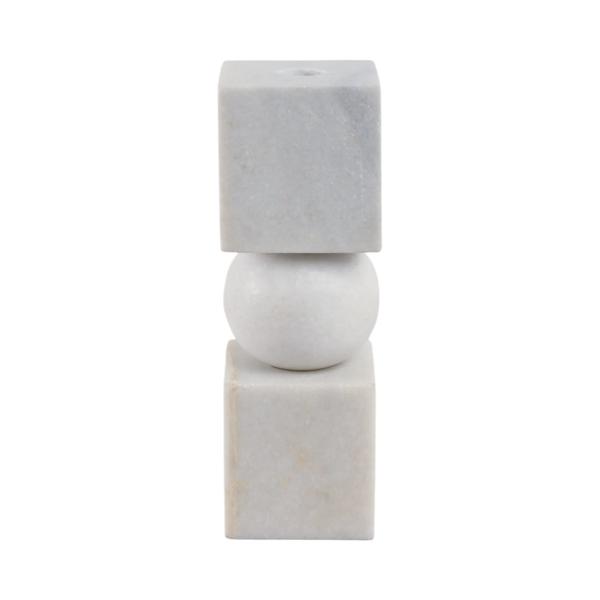 9x3" Chunky Marble Taper Holder, White - Image 4