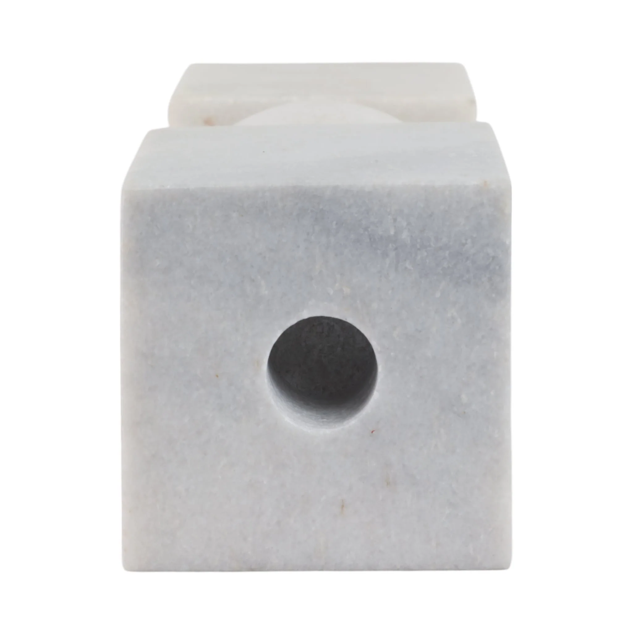 9x3" Chunky Marble Taper Holder, White - Image 6