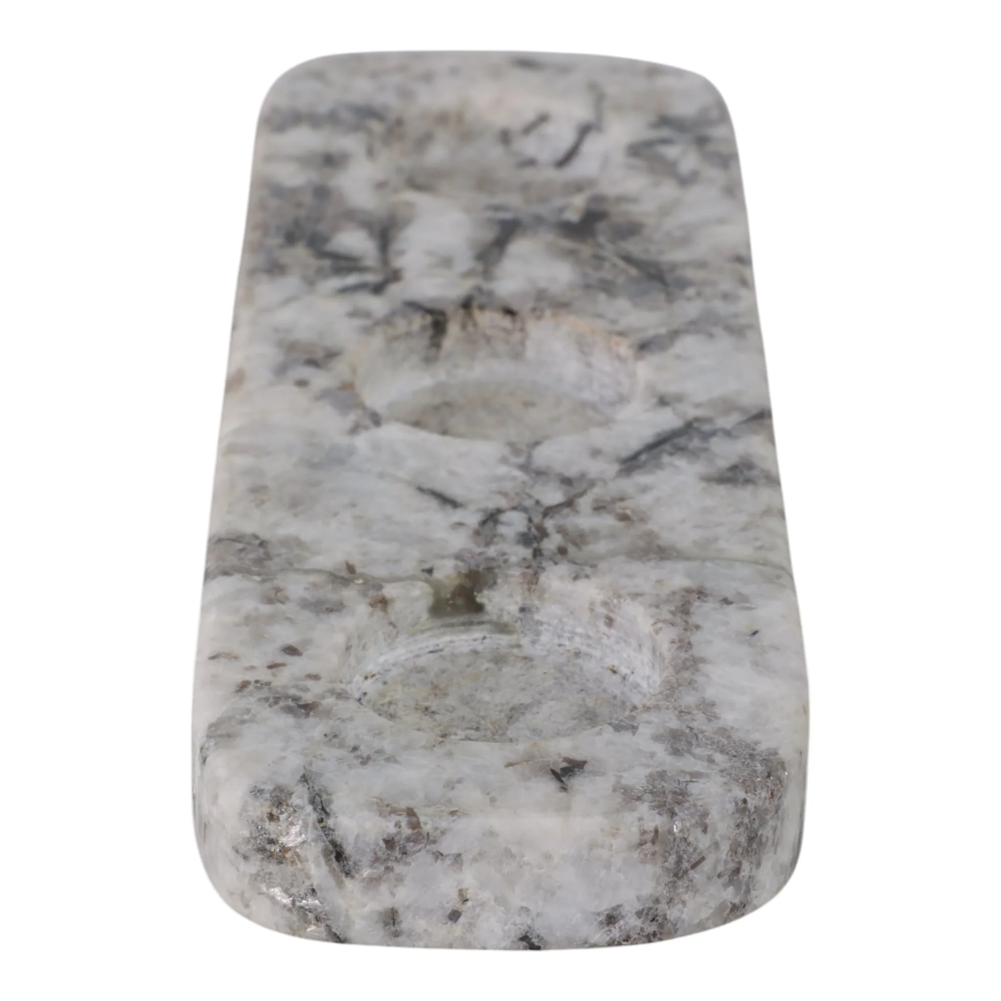 9x3" Marble 3-tealight Holder, White/black - Image 4
