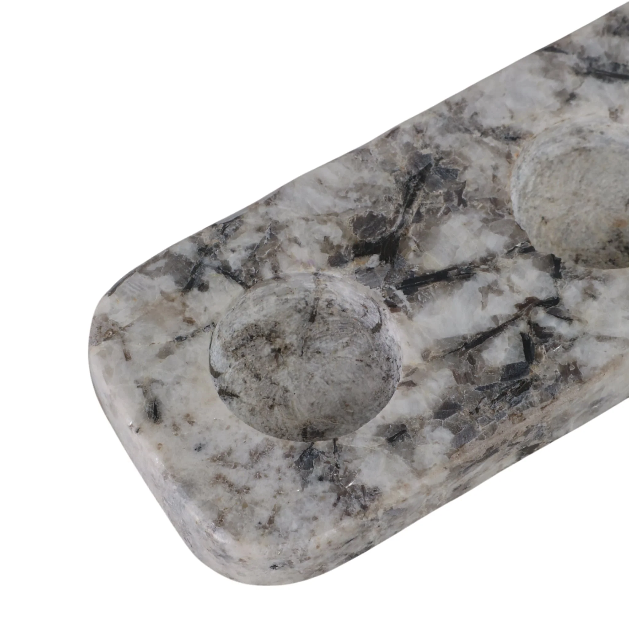 9x3" Marble 3-tealight Holder, White/black - Image 6