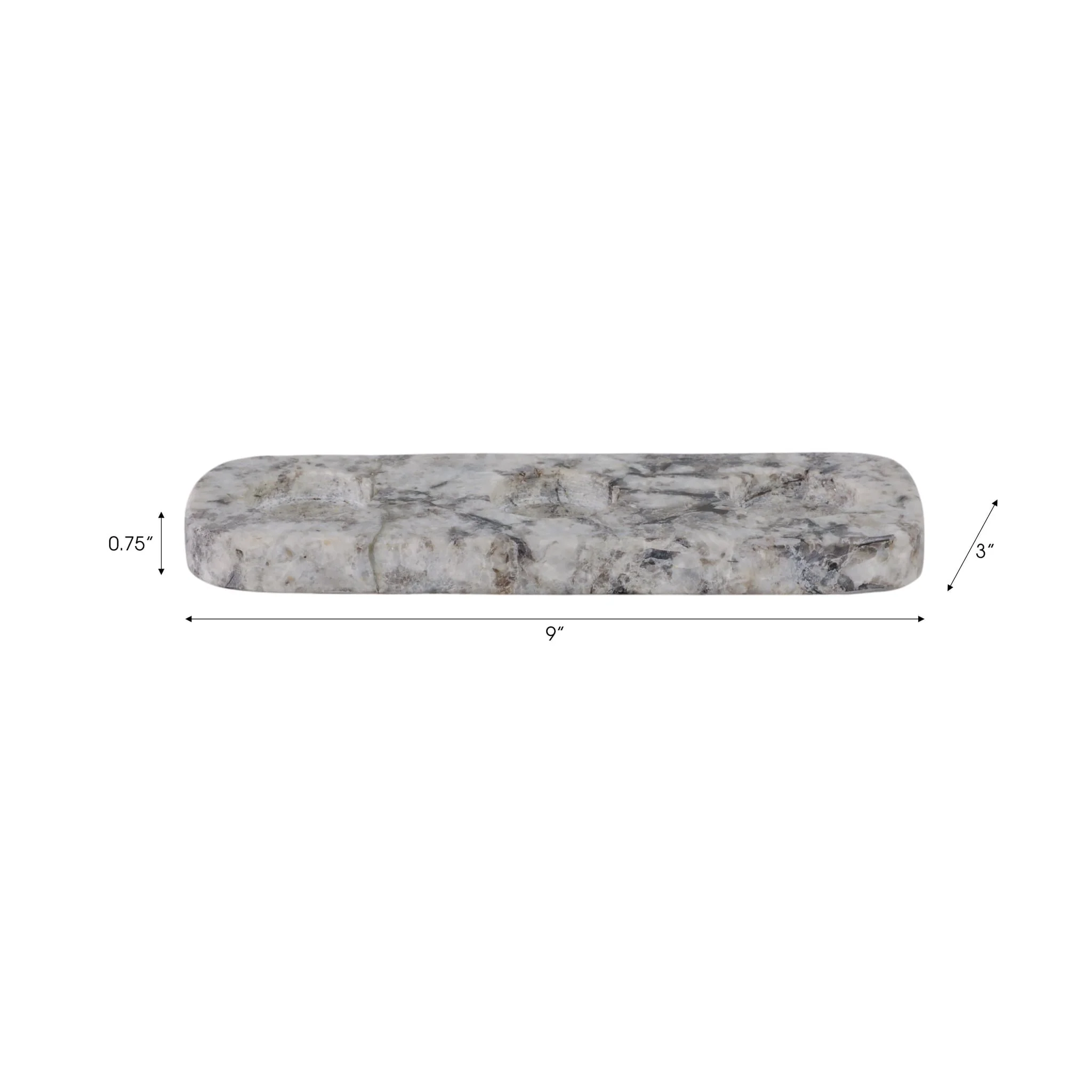 9x3" Marble 3-tealight Holder, White/black - Image 9