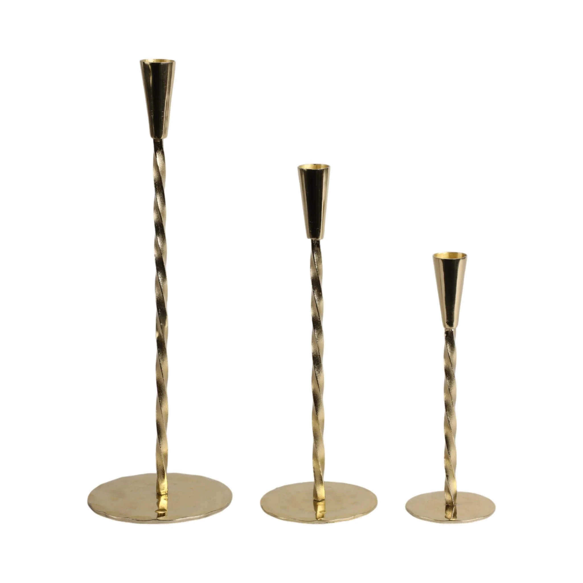 9x3" Twisted Taper Holder, Gold - Image 7