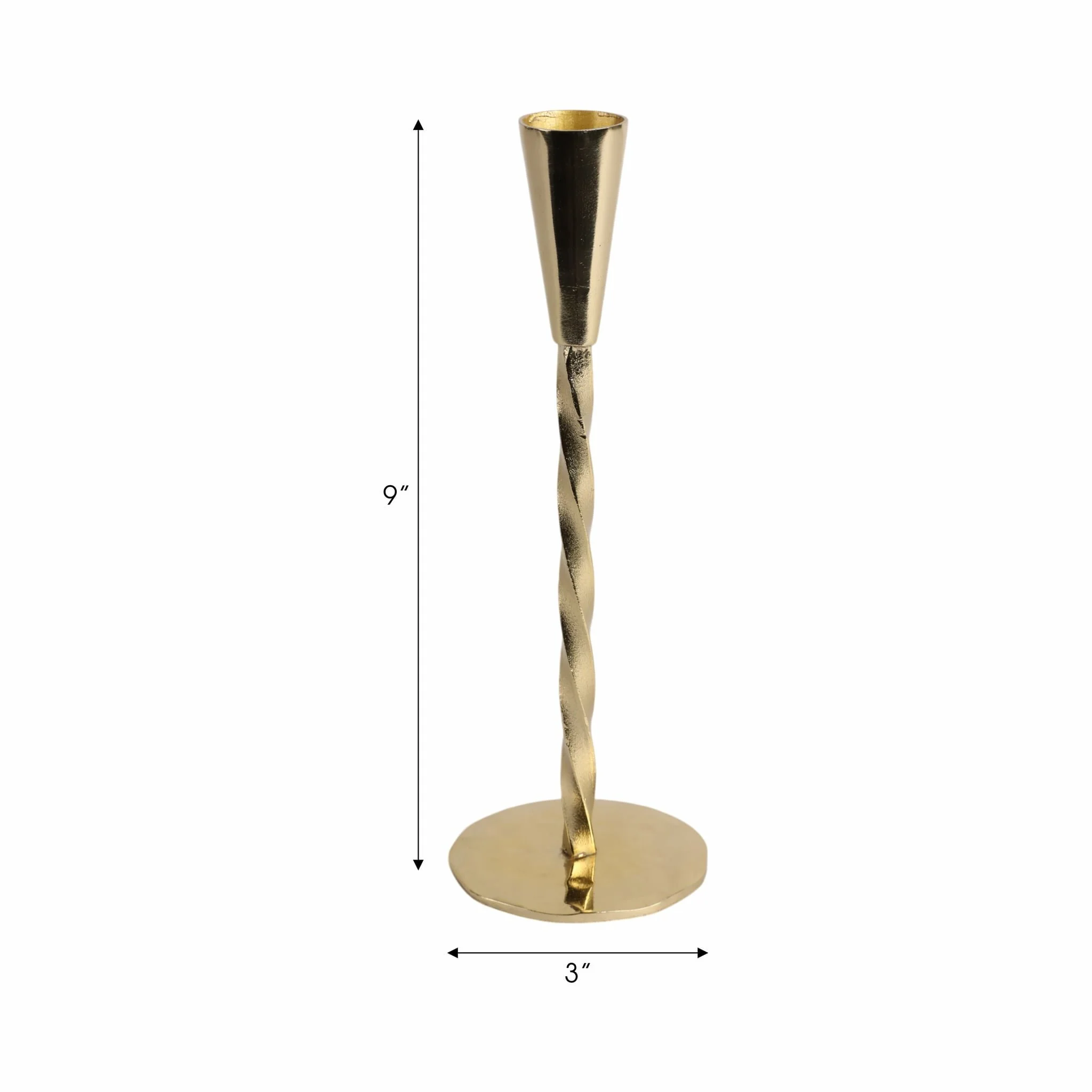 9x3" Twisted Taper Holder, Gold - Image 8