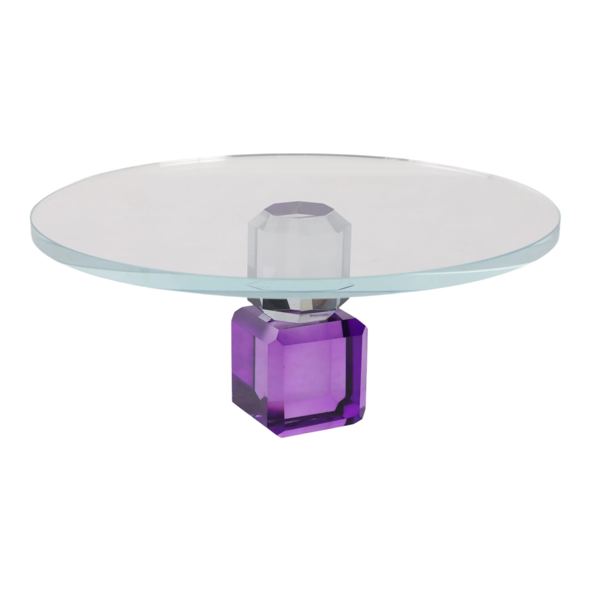 9x4" Crystal Cake Stand, Clear/purple - Image 2