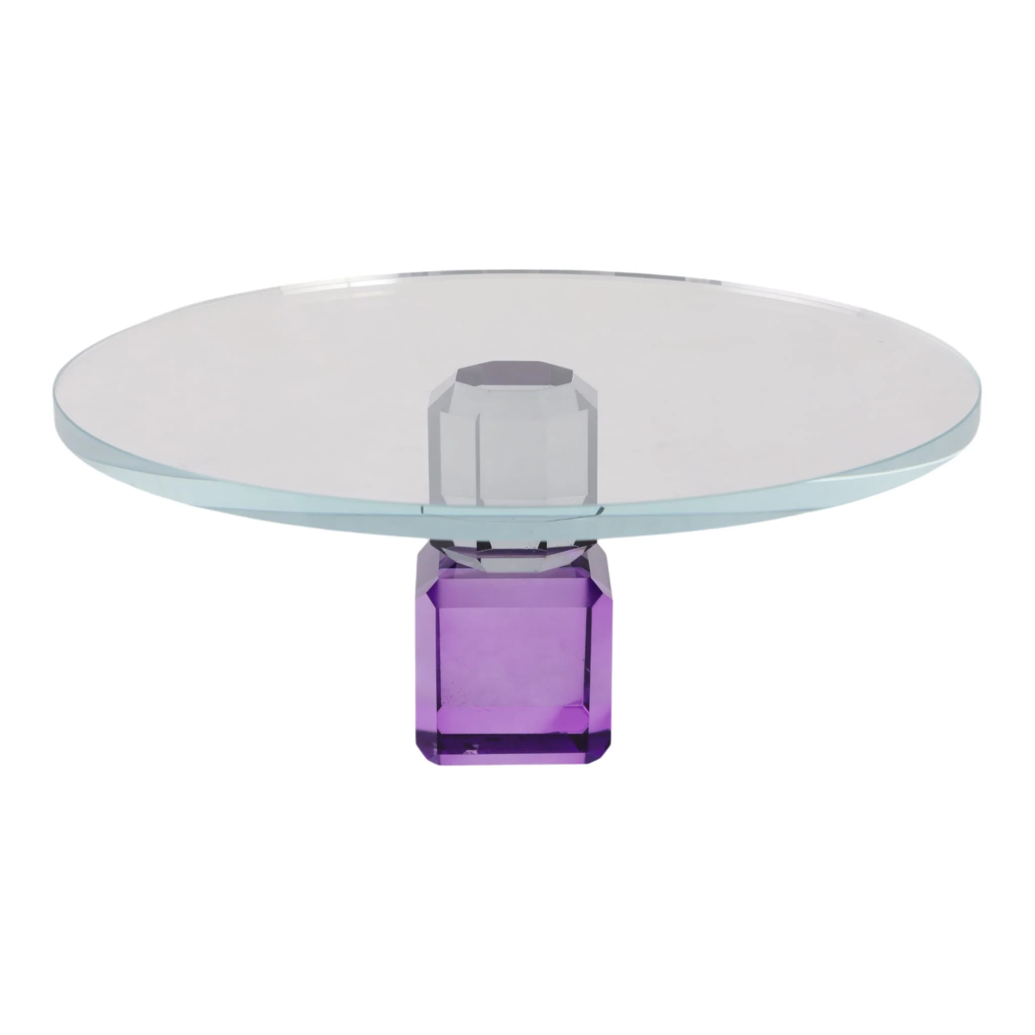 9x4" Crystal Cake Stand, Clear/purple - Image 3