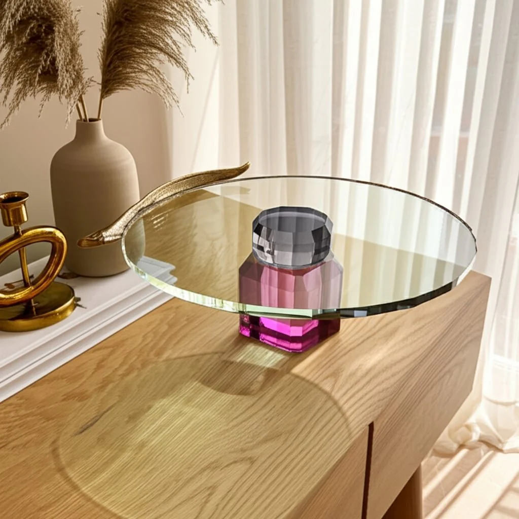 9x4" Crystal Cake Stand, Clear/purple - Image 8